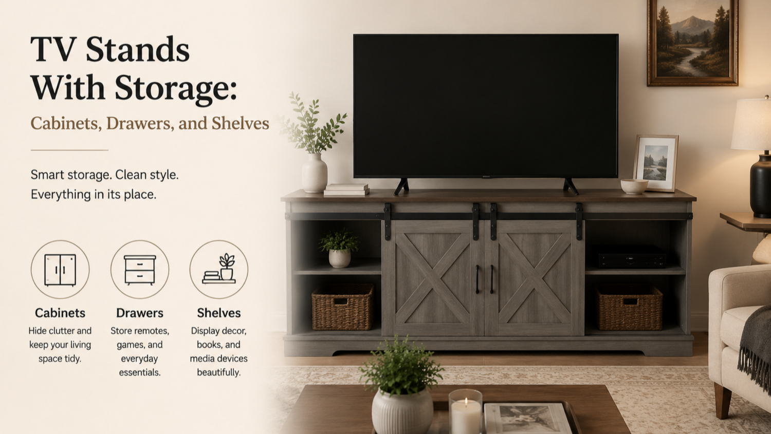 TV Stands With Storage: Cabinets, Drawers, and Shelves
