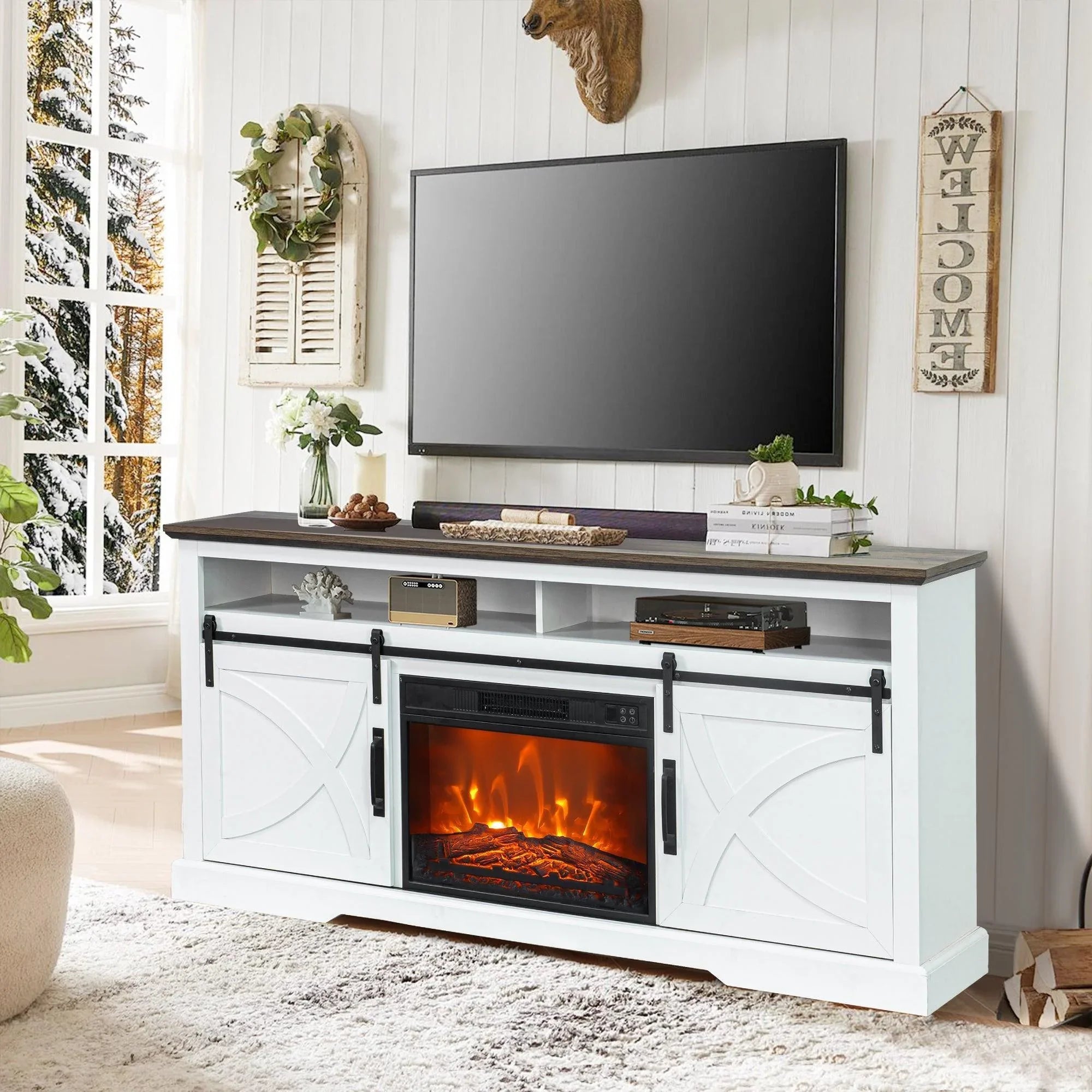 White Electric Fireplace