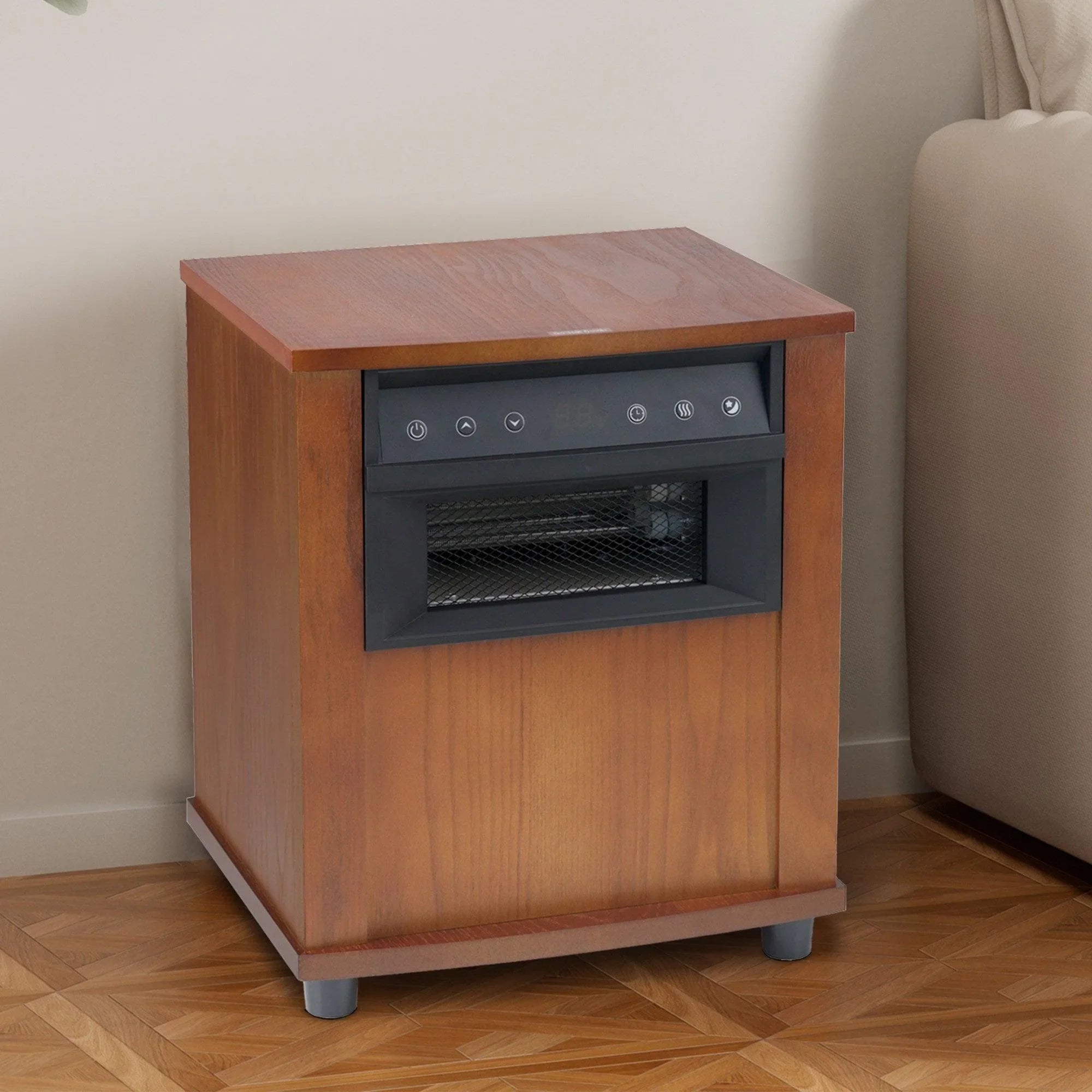 LED Display Electric Infrared Wooden Large Room Space Heater with Timer