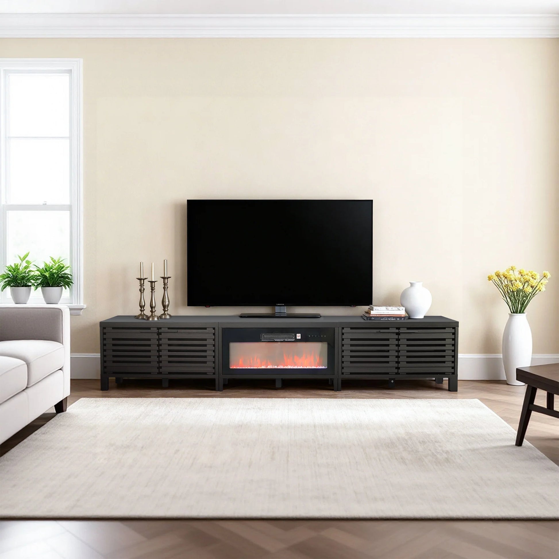 Vanub 115" Electric Fireplace TV Stand with 36" Electric Fireplace For Living Room - Vanub