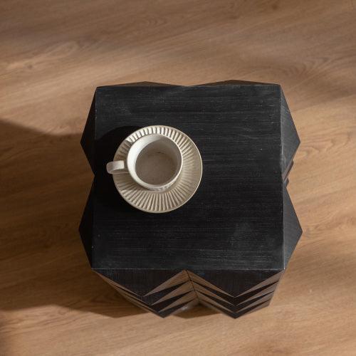 24" Retro Coffee Table, 3D Embossed Pattern, MDF Top, Vintage Style Furniture