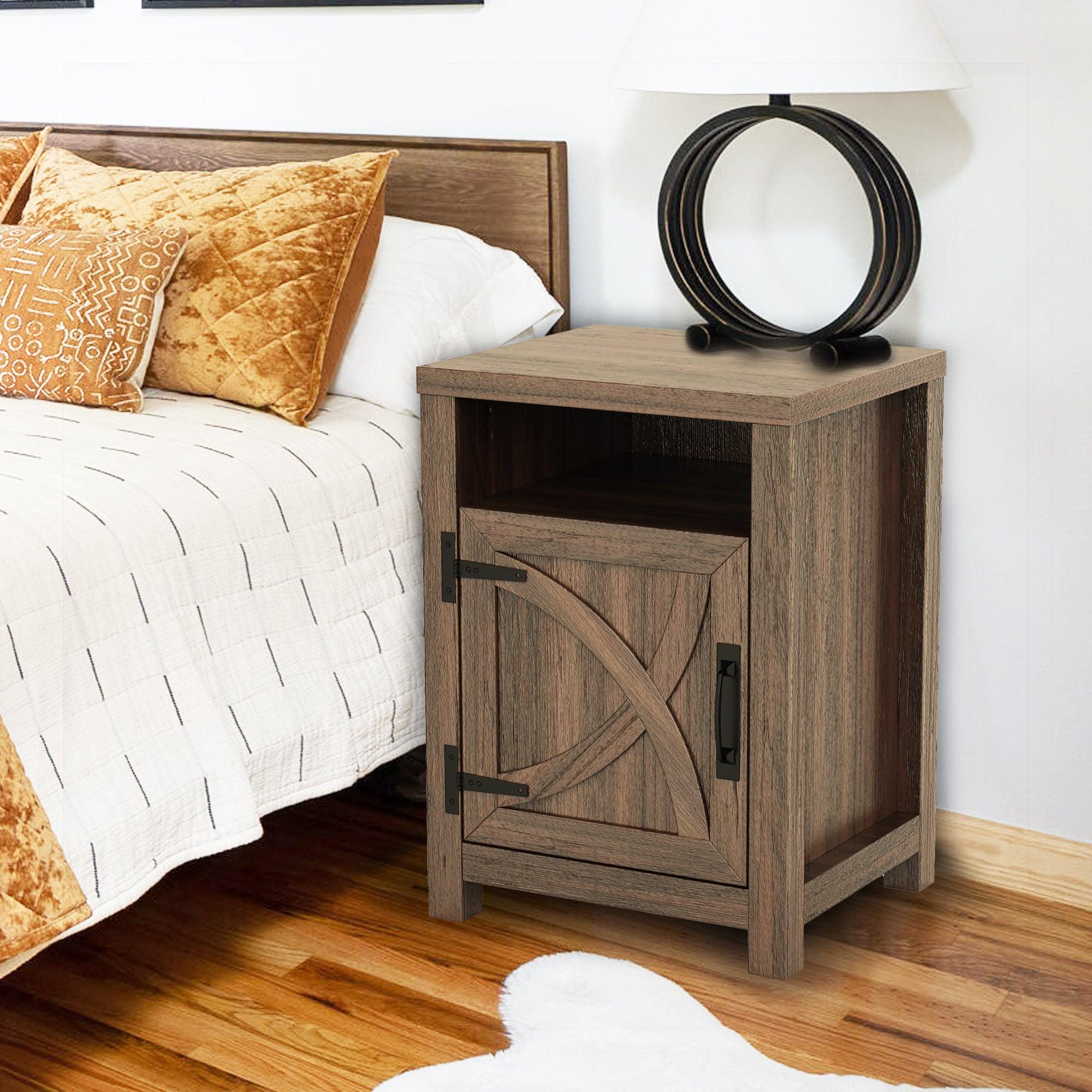 Solid Wood 18" Farmhouse Nightstand in Brown, Grey or White