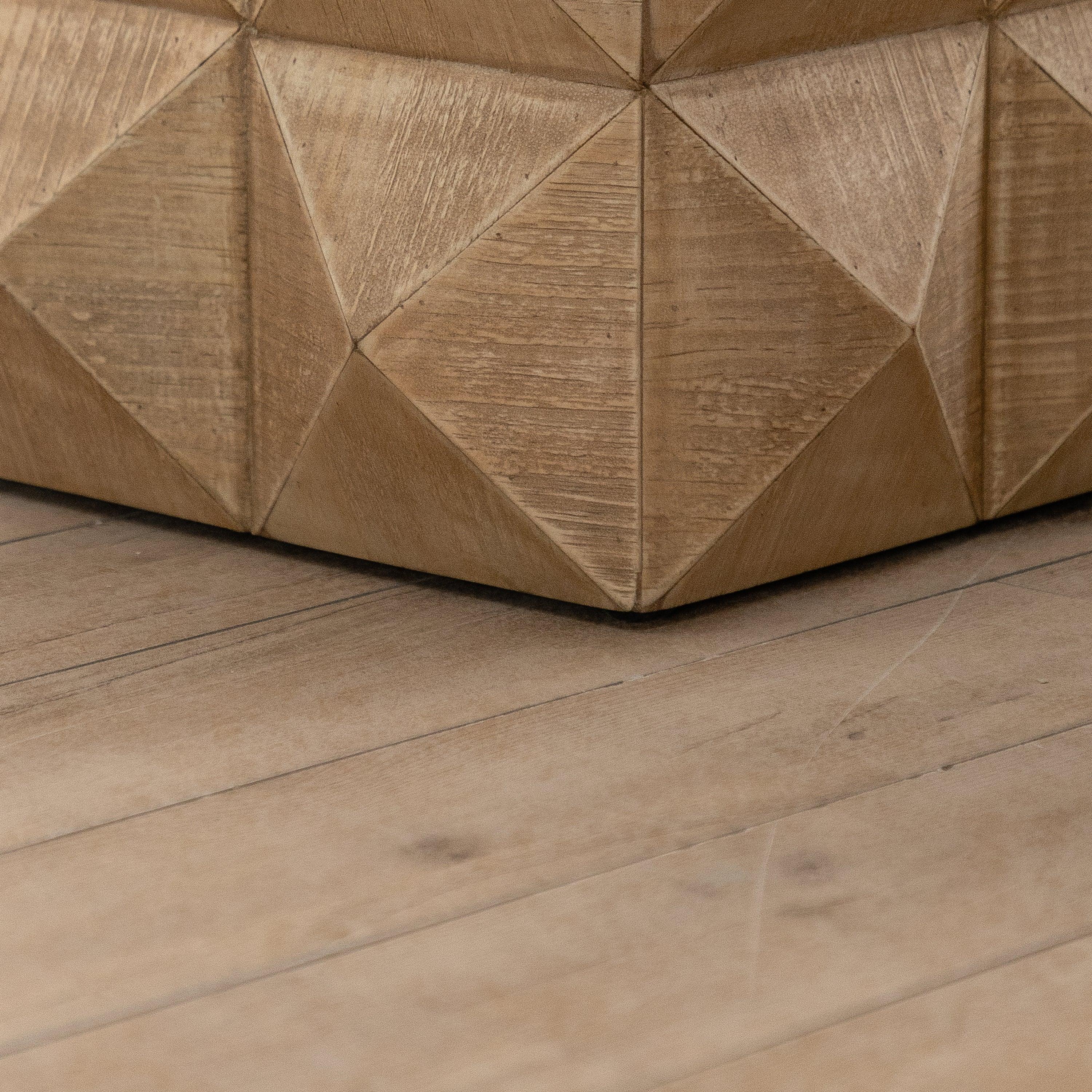 24" Retro Coffee Table, 3D Embossed Pattern, MDF Top, Vintage Style Furniture