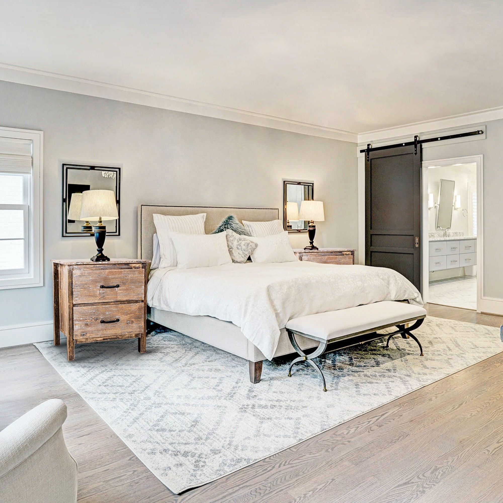 Farmhouse Solid Wood Nightstand for Bedroom