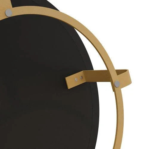 31.5" Modern Round Carved Wood Coffee Table, Metal Legs, Gold - Vanub