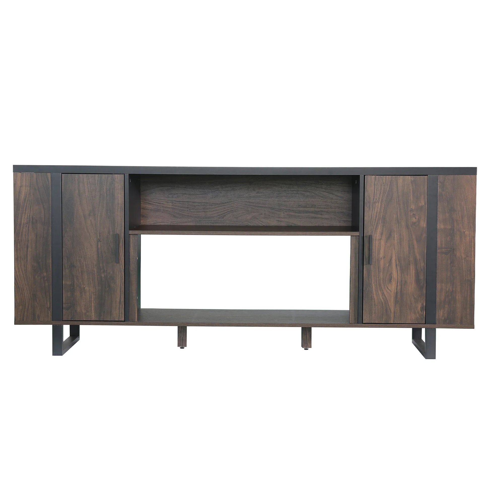 Vanub 72" Both Sides Open Shelves TV Stand with 36 Inch Electric Fireplace for Living Room - Vanub