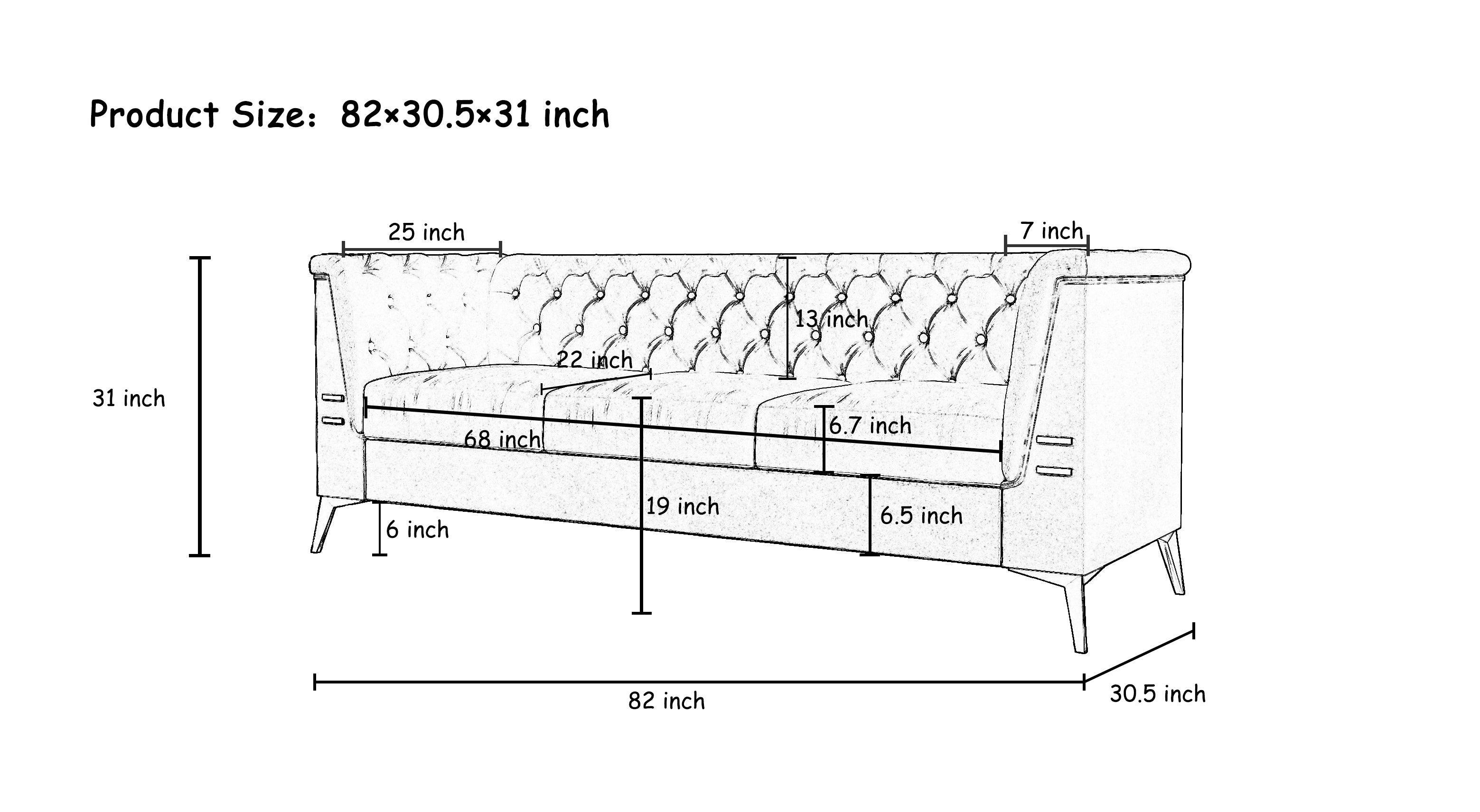 82.7" Velvet Chesterfield Wide Sofa for Living Room