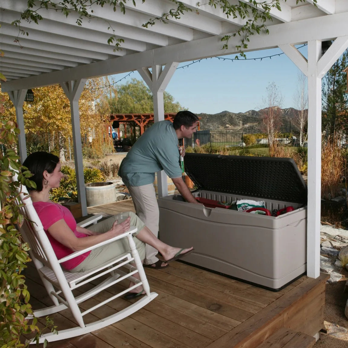 Lifetime 60'' W 130 Gallons Water Resistant Polyethylene Plastic Lockable Deck Box