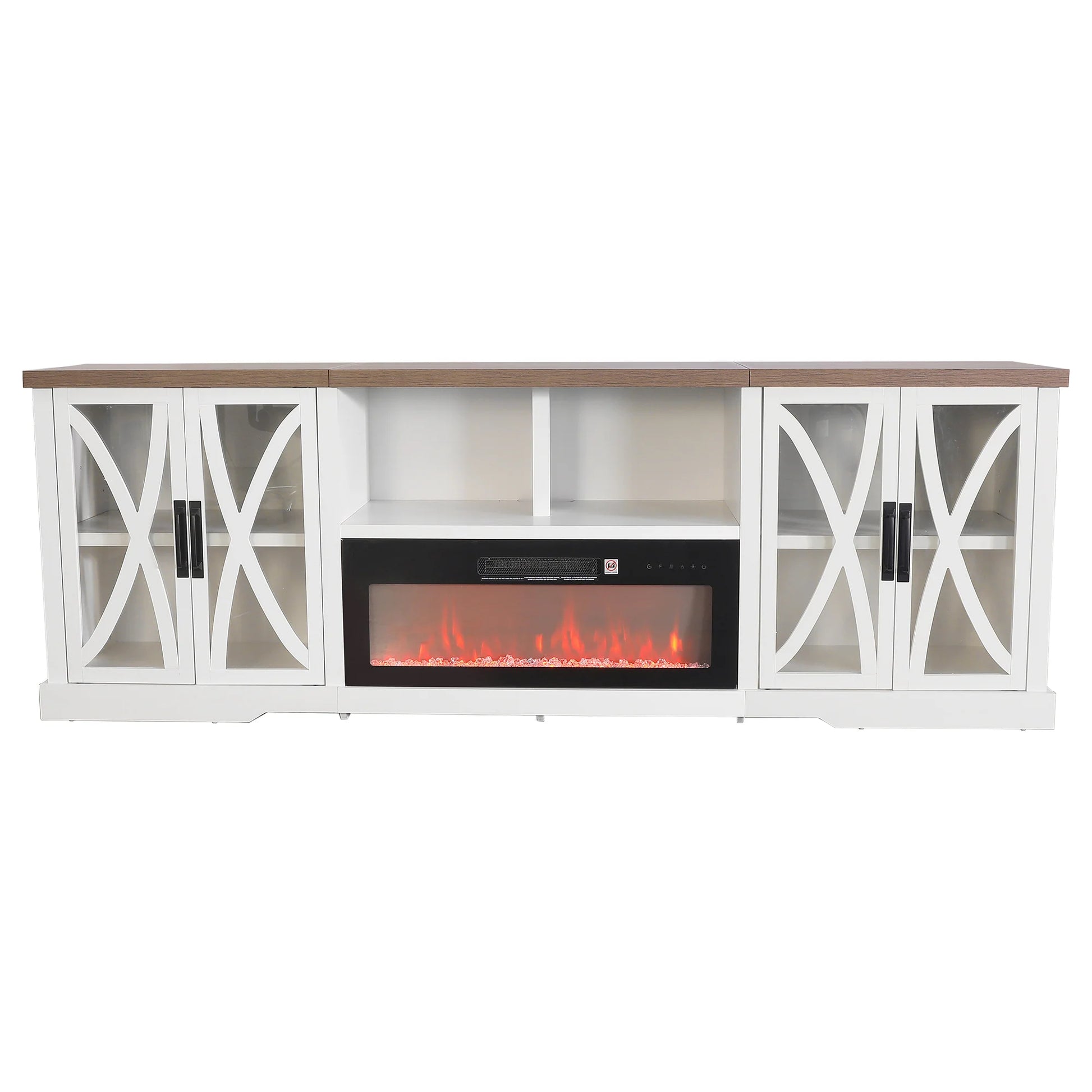 Vanub 93" TV Stand Storage Cabinets with 36 Inch Electric Fireplace for Living Room - Vanub