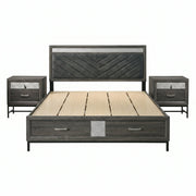3-Piece Voleta Full & Queen & E.King Storage Platform Bedroom Set with Metal Leg