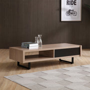 Ash 47in Pine Wood Coffee Table, All Metal Legs