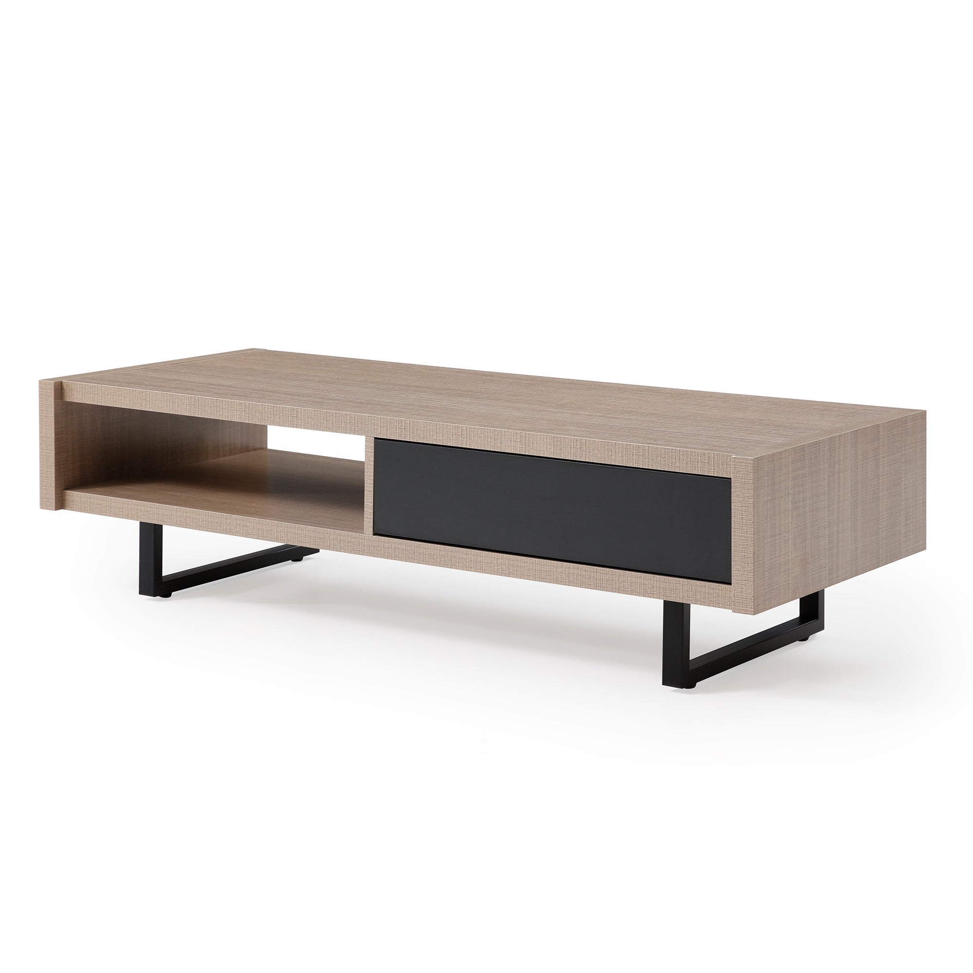 Ash 47in Pine Wood Coffee Table, All Metal Legs