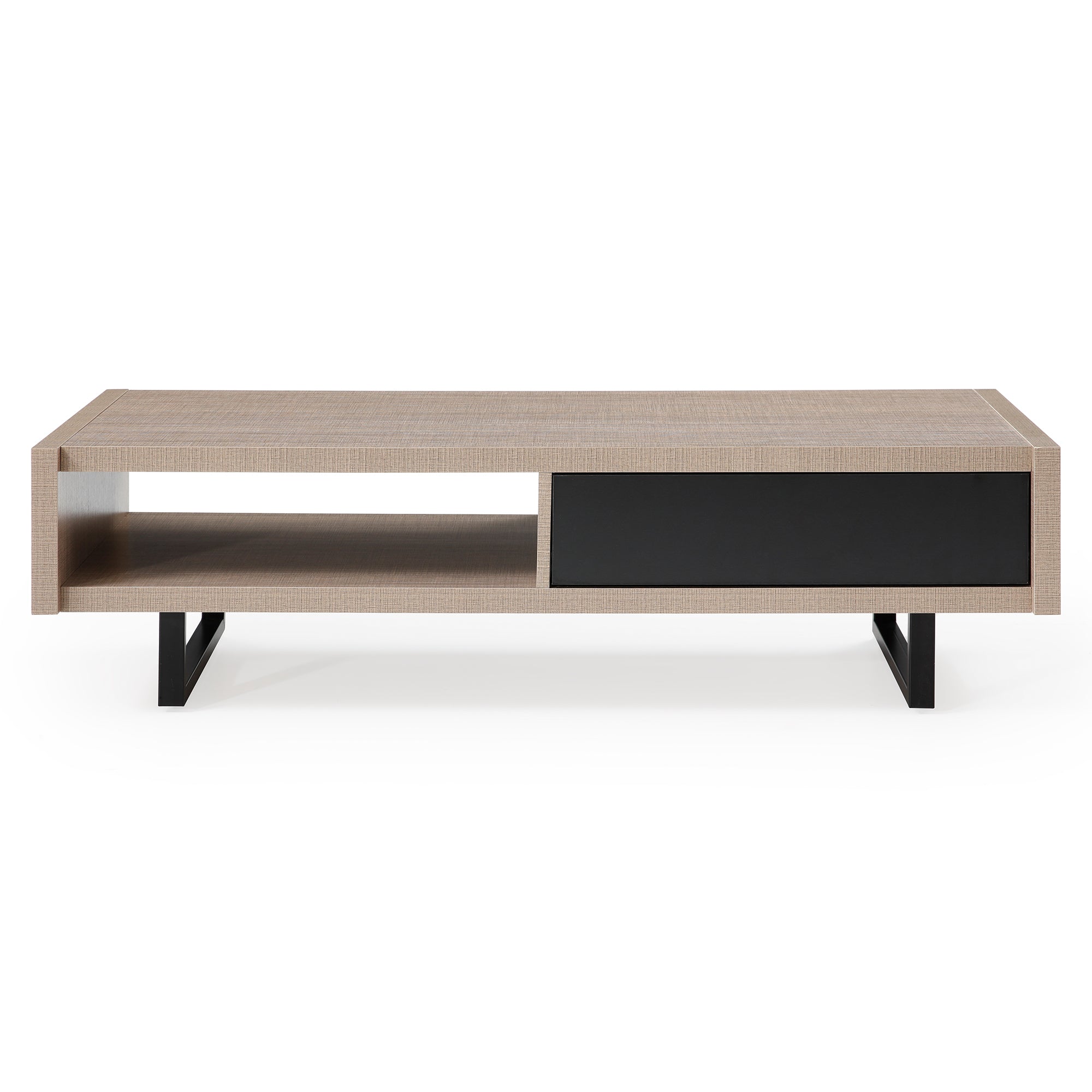 Ash 47in Pine Wood Coffee Table, All Metal Legs