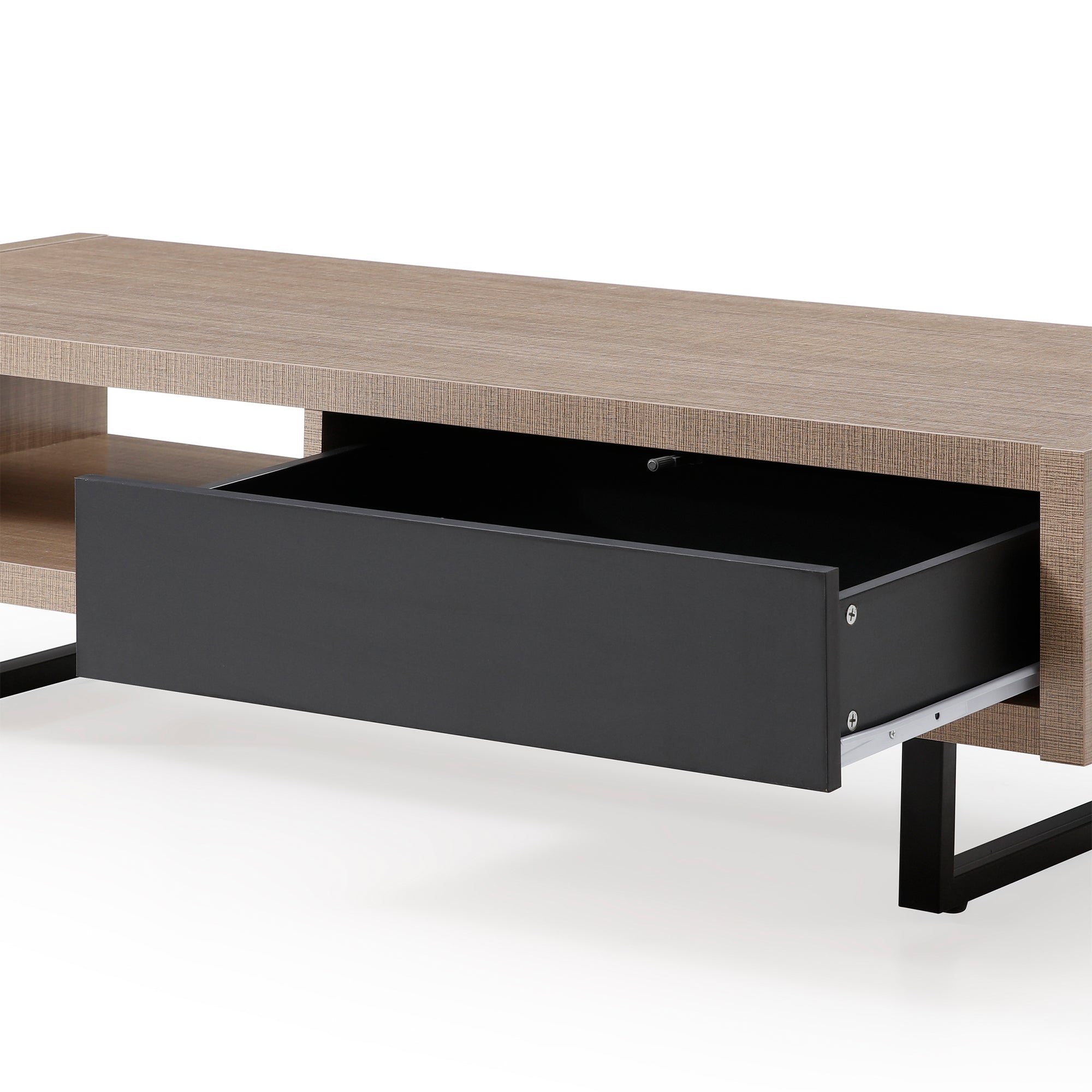 Ash 47in Pine Wood Coffee Table, All Metal Legs