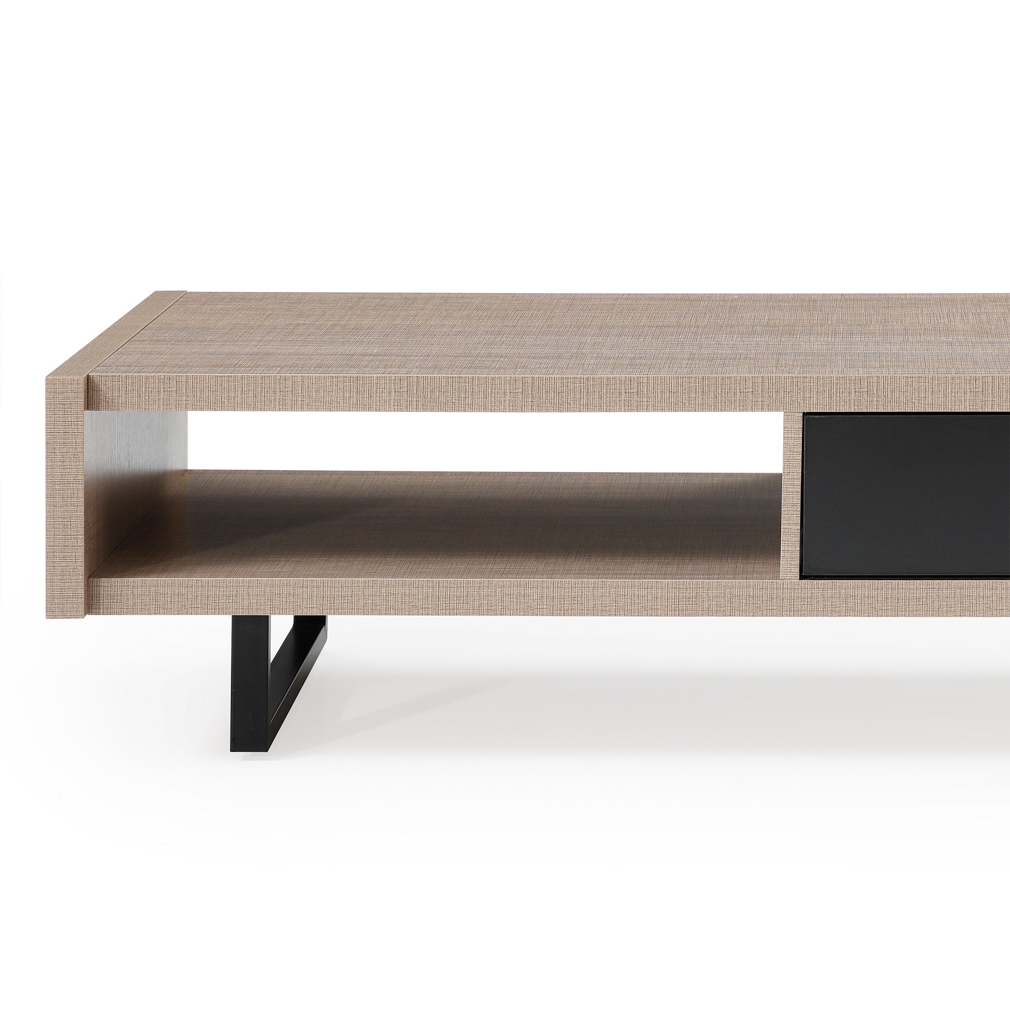 Ash 47in Pine Wood Coffee Table, All Metal Legs