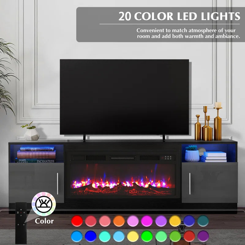 Decorative Modern 70" TV Stand with 36" Insert Electric Fireplace