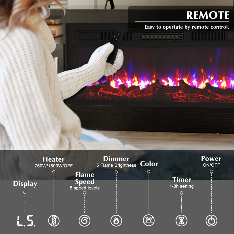 Decorative Modern 70" TV Stand with 36" Insert Electric Fireplace