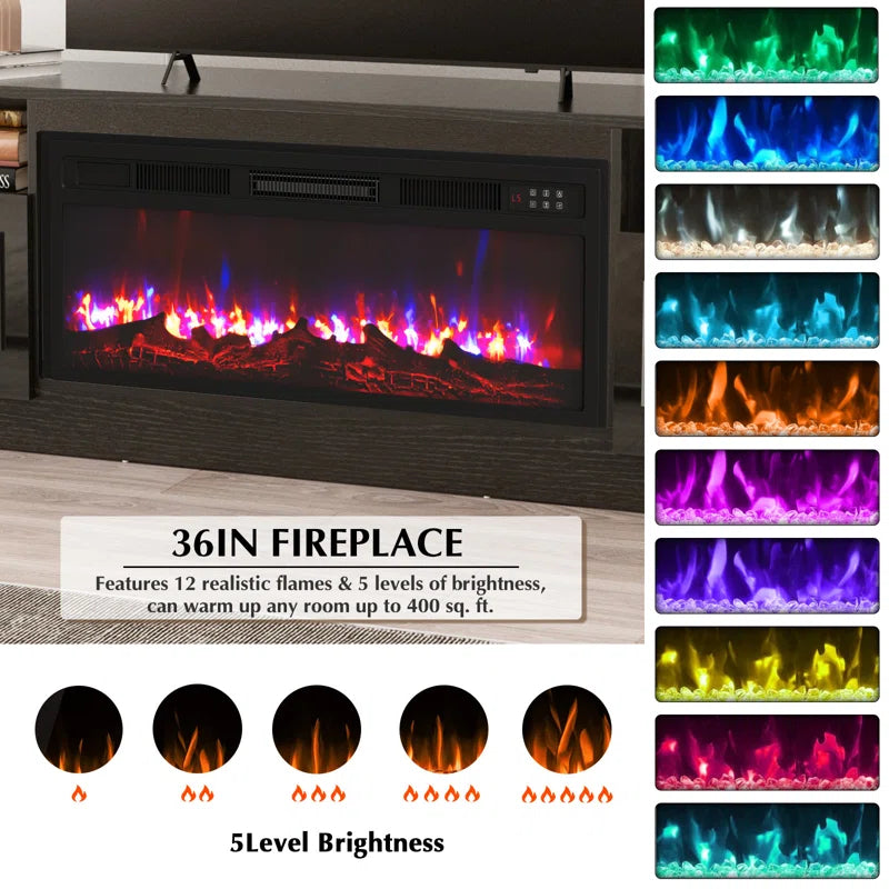 Decorative Modern 70" TV Stand with 36" Insert Electric Fireplace