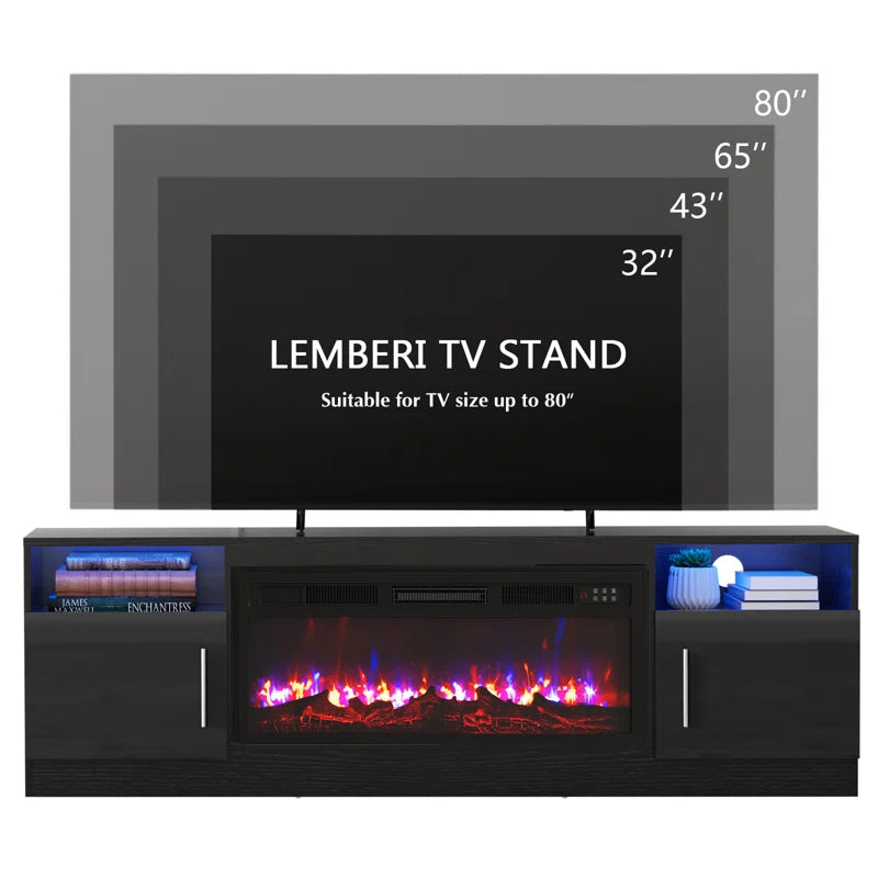 Decorative Modern 70" TV Stand with 36" Insert Electric Fireplace