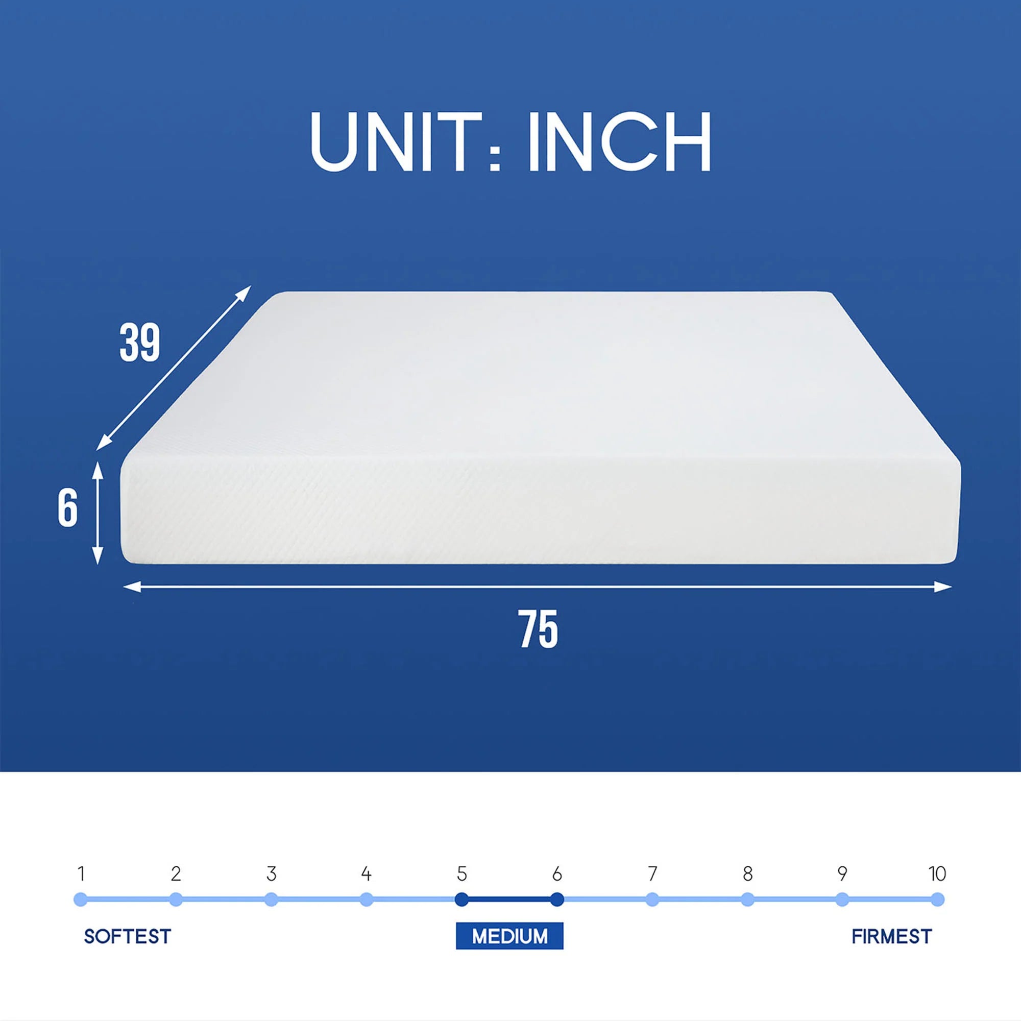 Artemisia 6" White Memory Foam Medium Firm Mattress with 1” Gel Infused Memory Foam