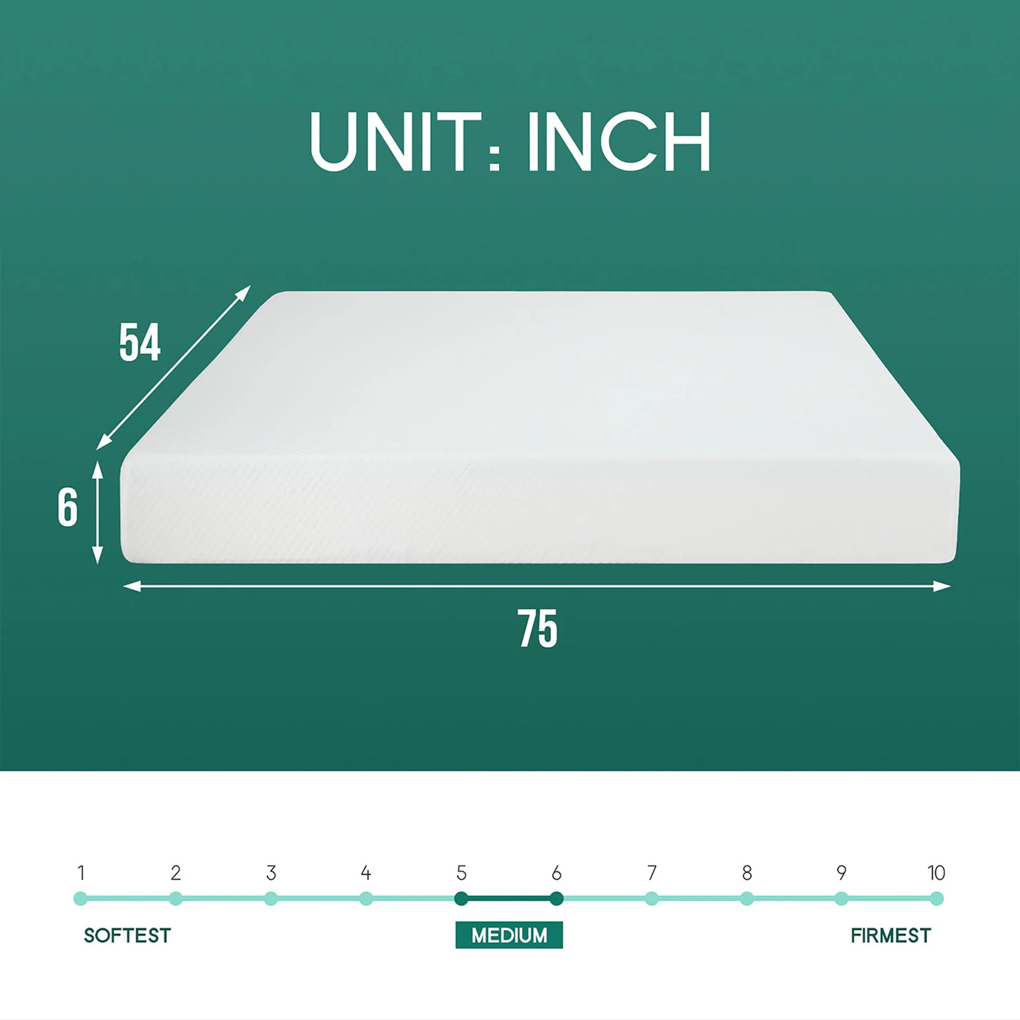 Artemisia 6" White Memory Foam Medium Firm Mattress with 1” Gel Infused Memory Foam