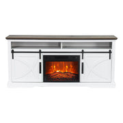 68" Farmhouse TV Stand with 23" Insert Opening Electric Fireplace
