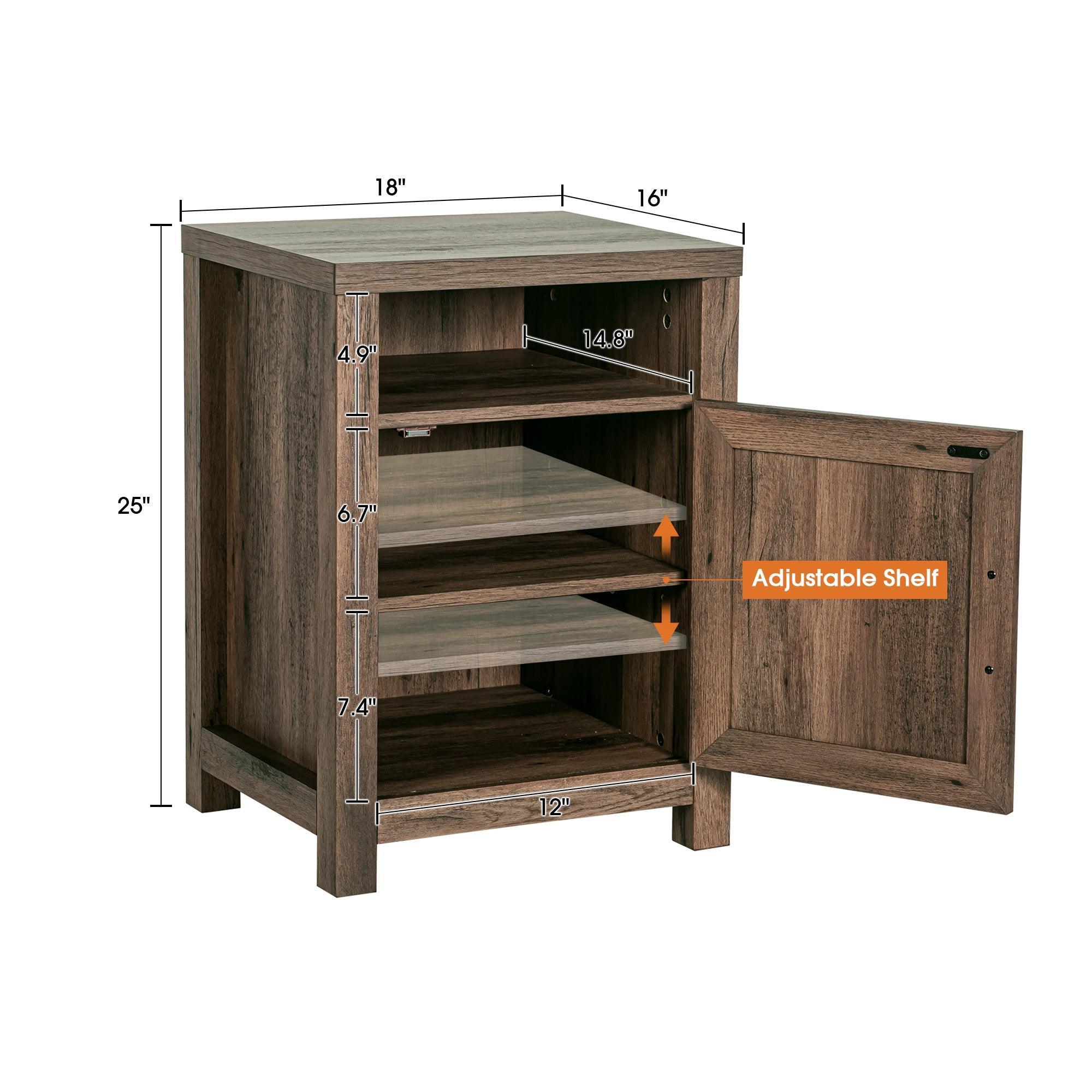 Solid Wood 18" Farmhouse Nightstand in Brown, Grey or White