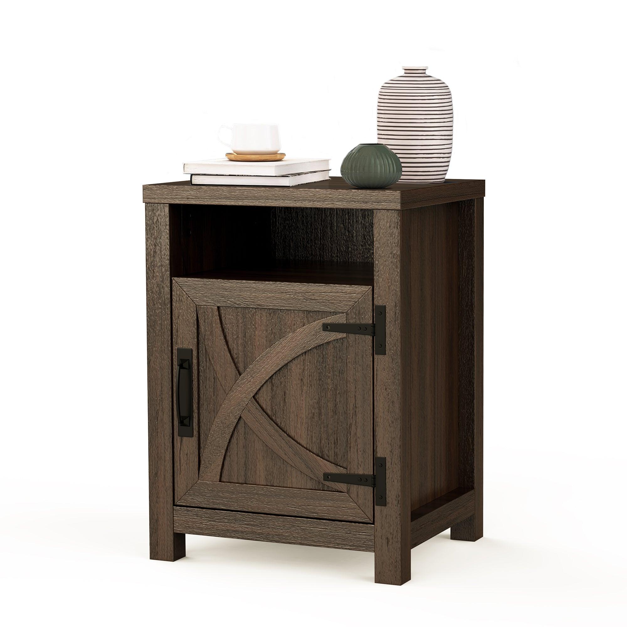 Solid Wood 18" Farmhouse Nightstand in Brown, Grey or White