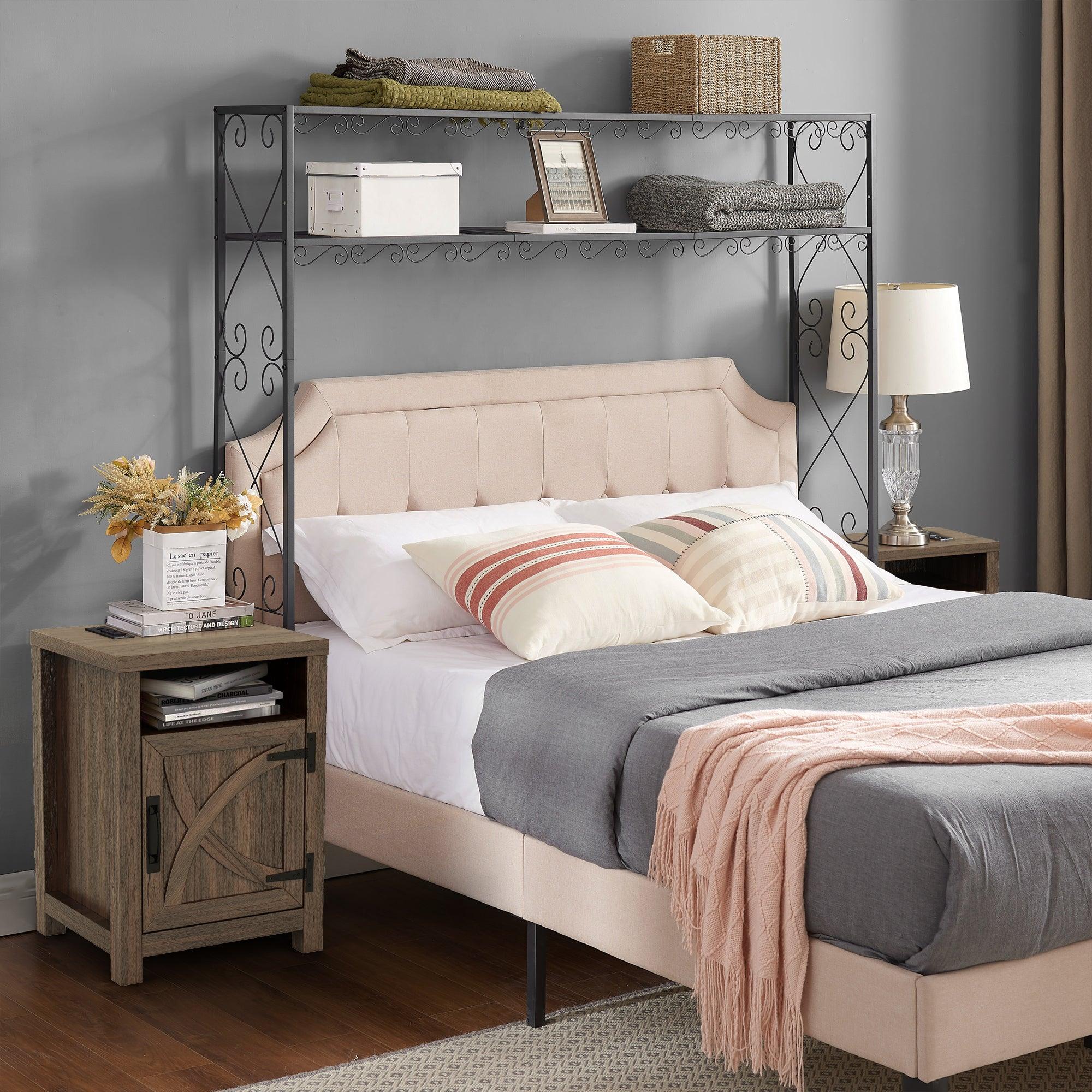 Solid Wood 18" Farmhouse Nightstand in Brown, Grey or White