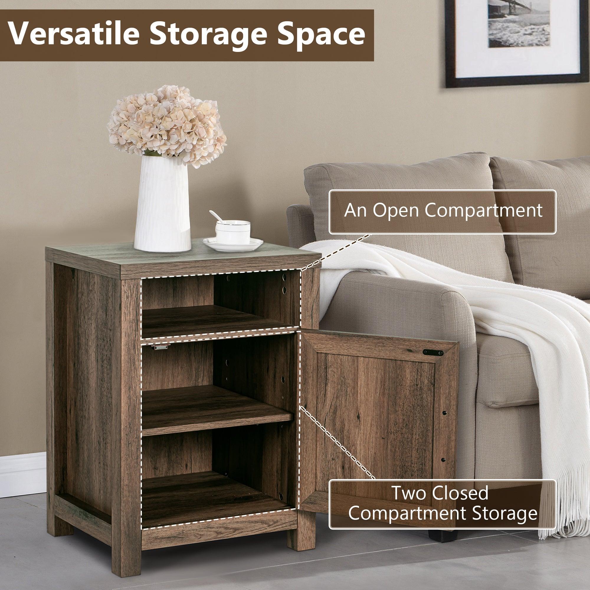 Solid Wood 18" Farmhouse Nightstand in Brown, Grey or White