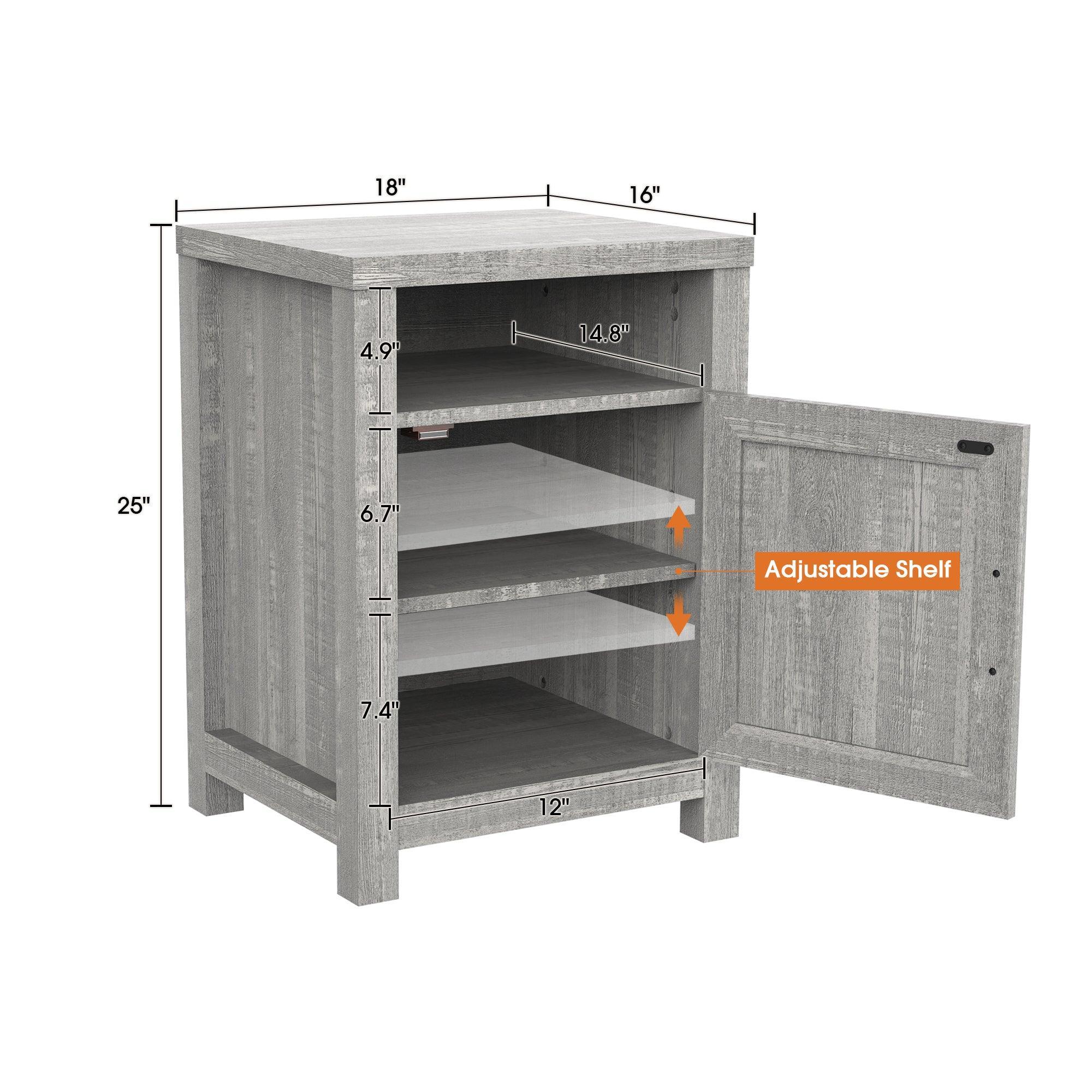 Solid Wood 18" Farmhouse Nightstand in Brown, Grey or White