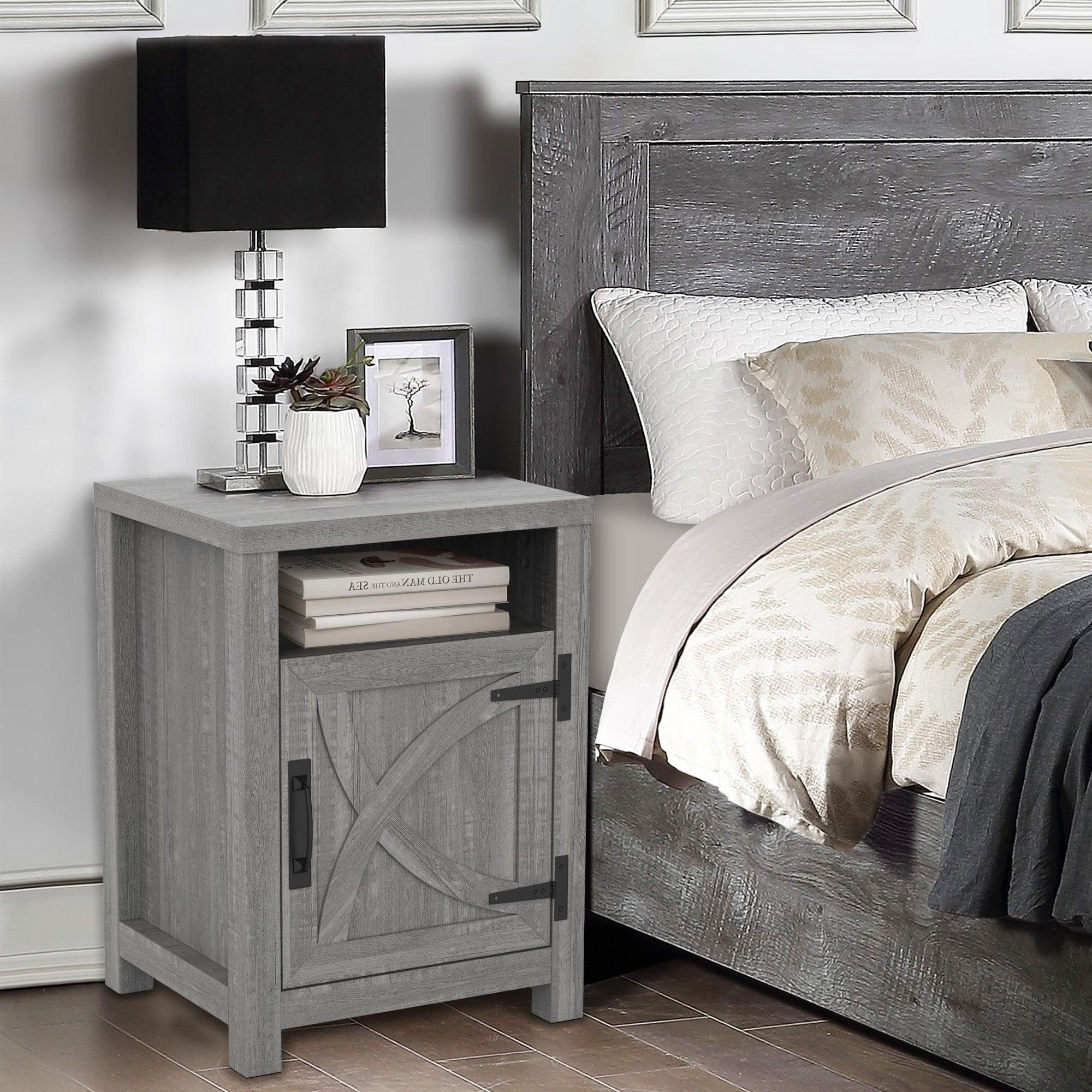 Solid Wood 18" Farmhouse Nightstand in Brown, Grey or White