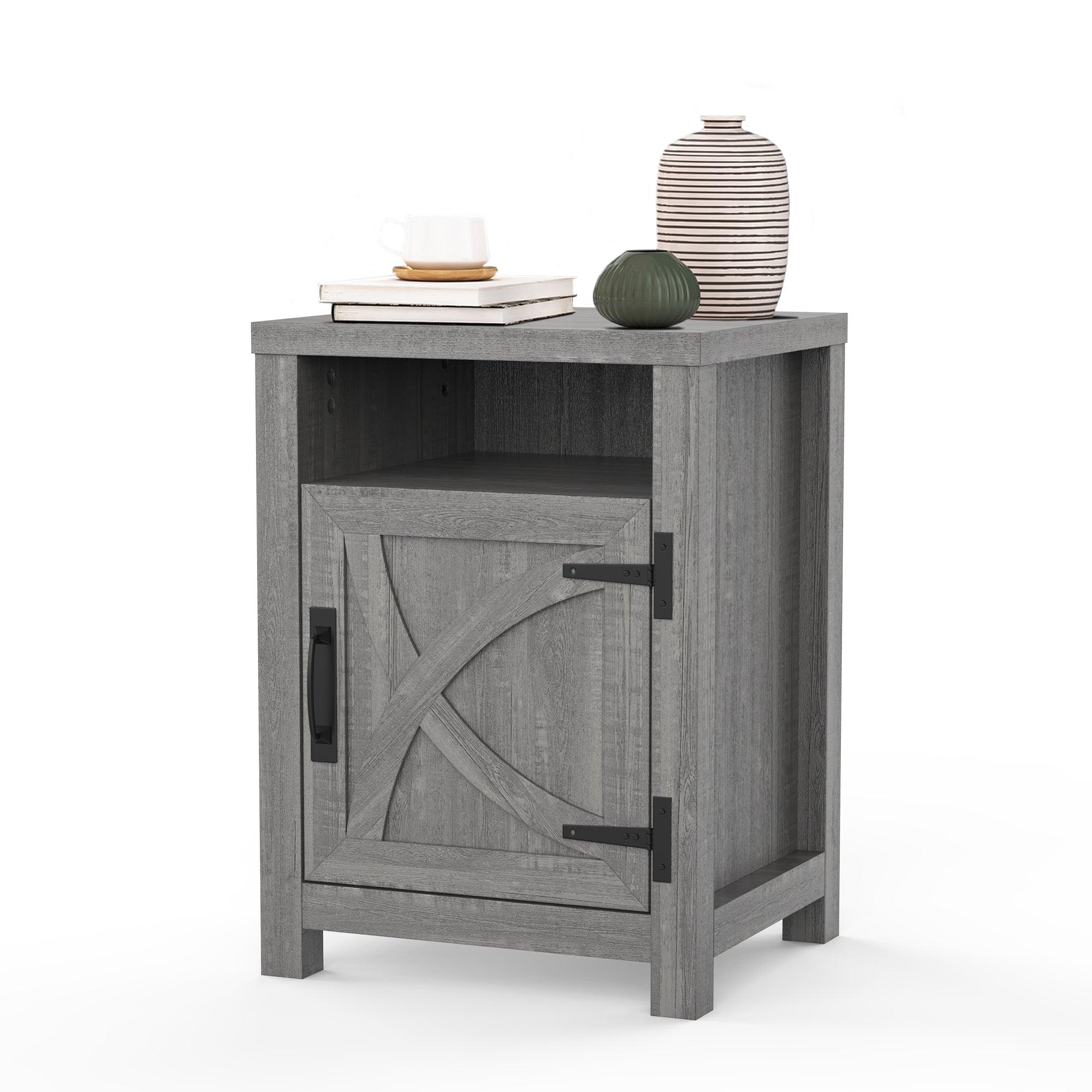 Solid Wood 18" Farmhouse Nightstand in Brown, Grey or White
