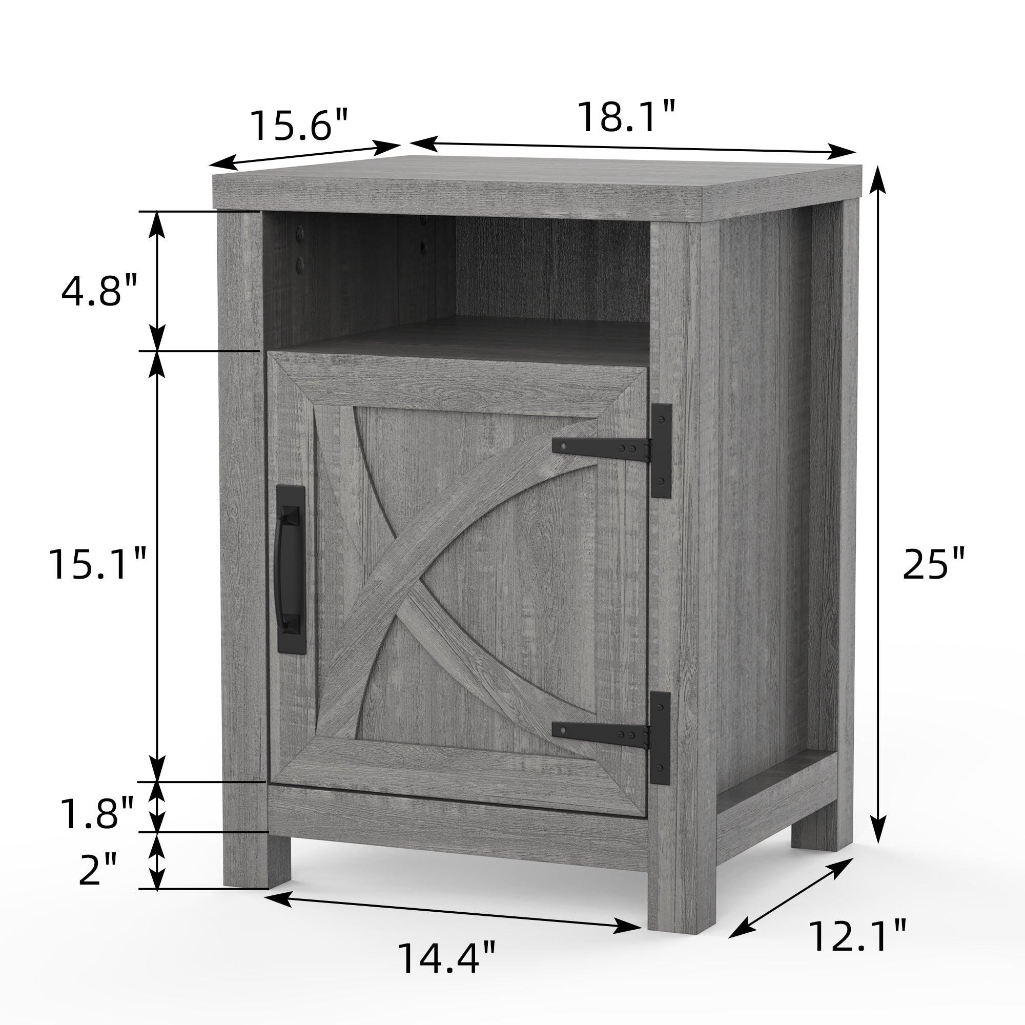 Solid Wood 18" Farmhouse Nightstand in Brown, Grey or White