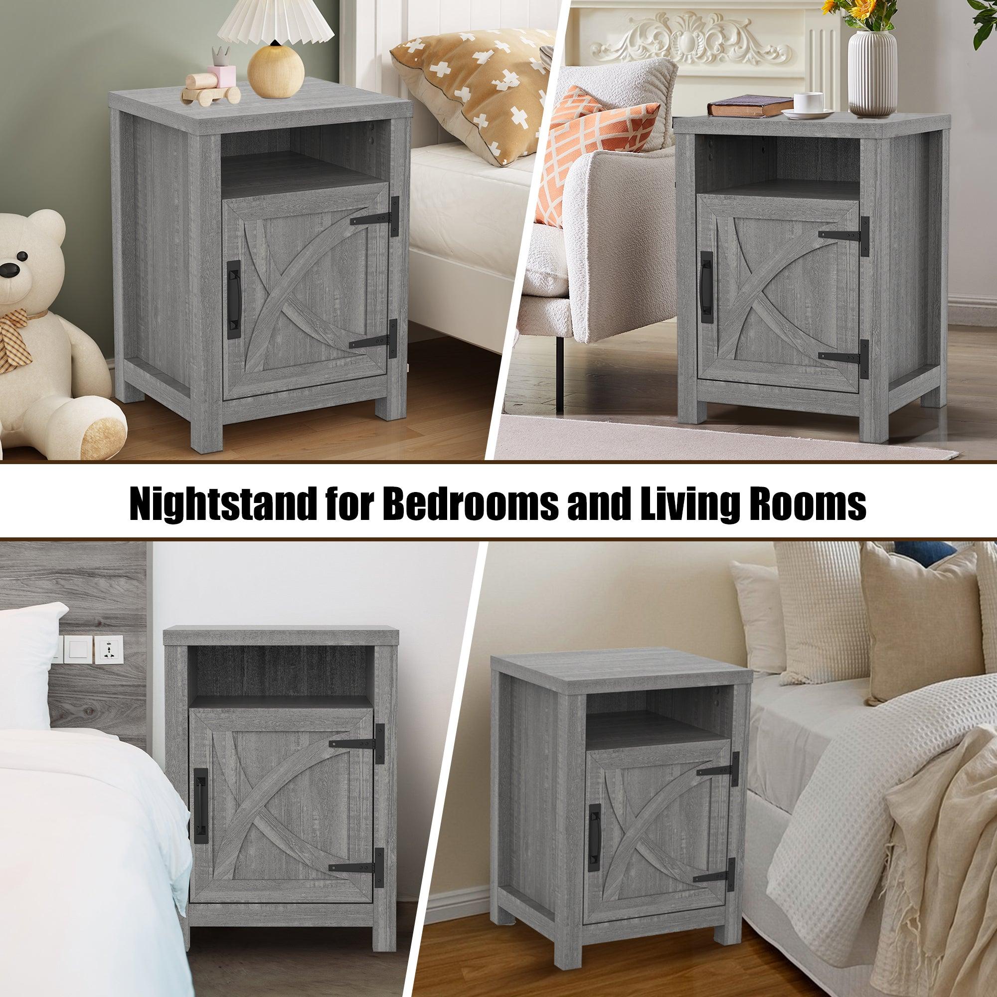 Solid Wood 18" Farmhouse Nightstand in Brown, Grey or White
