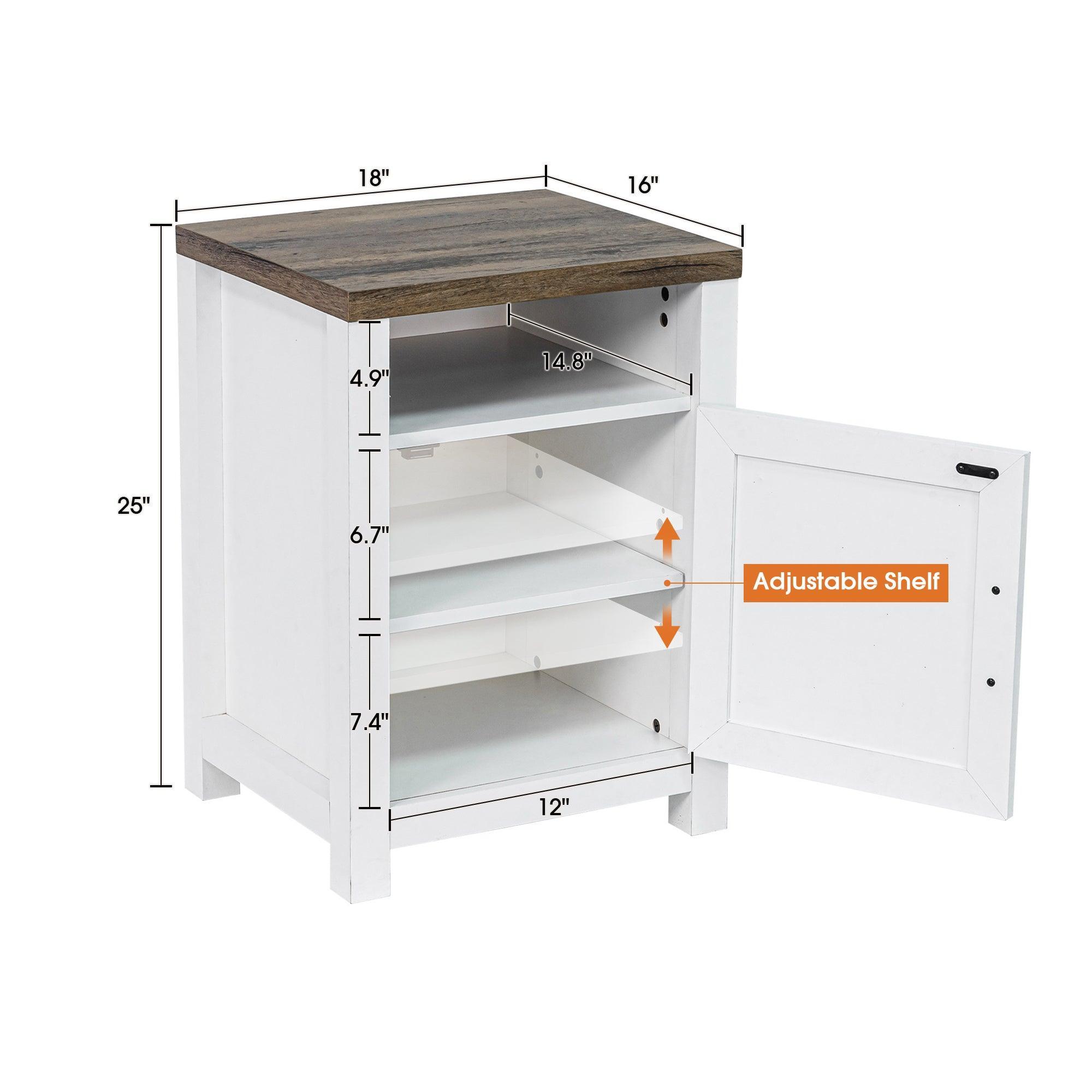 Solid Wood 18" Farmhouse Nightstand in Brown, Grey or White