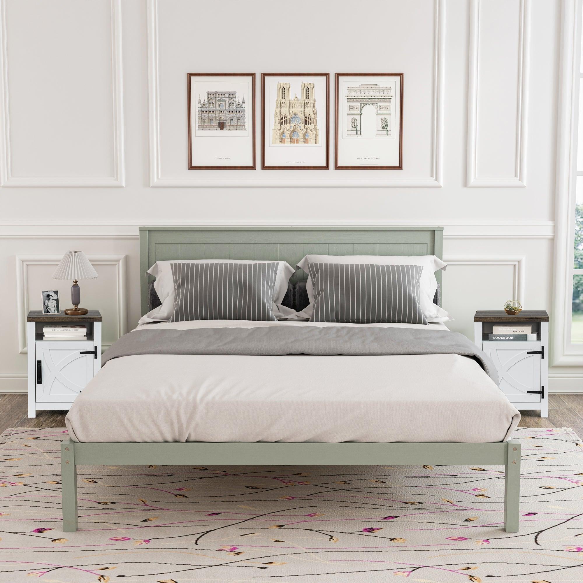 Solid Wood 18" Farmhouse Nightstand in Brown, Grey or White