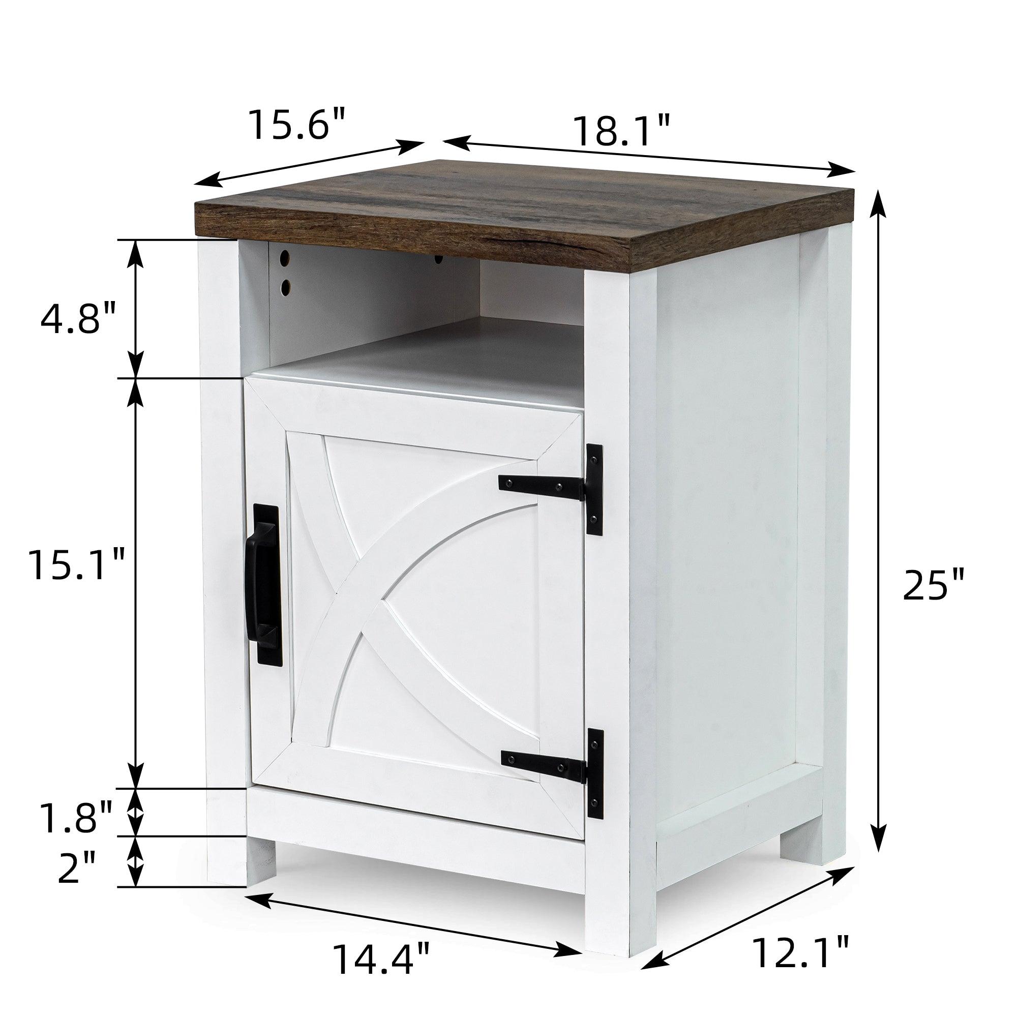 Solid Wood 18" Farmhouse Nightstand in Brown, Grey or White