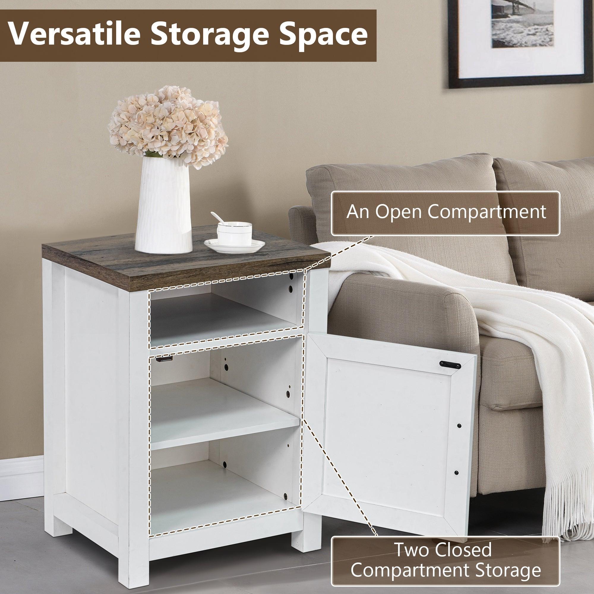 Solid Wood 18" Farmhouse Nightstand in Brown, Grey or White