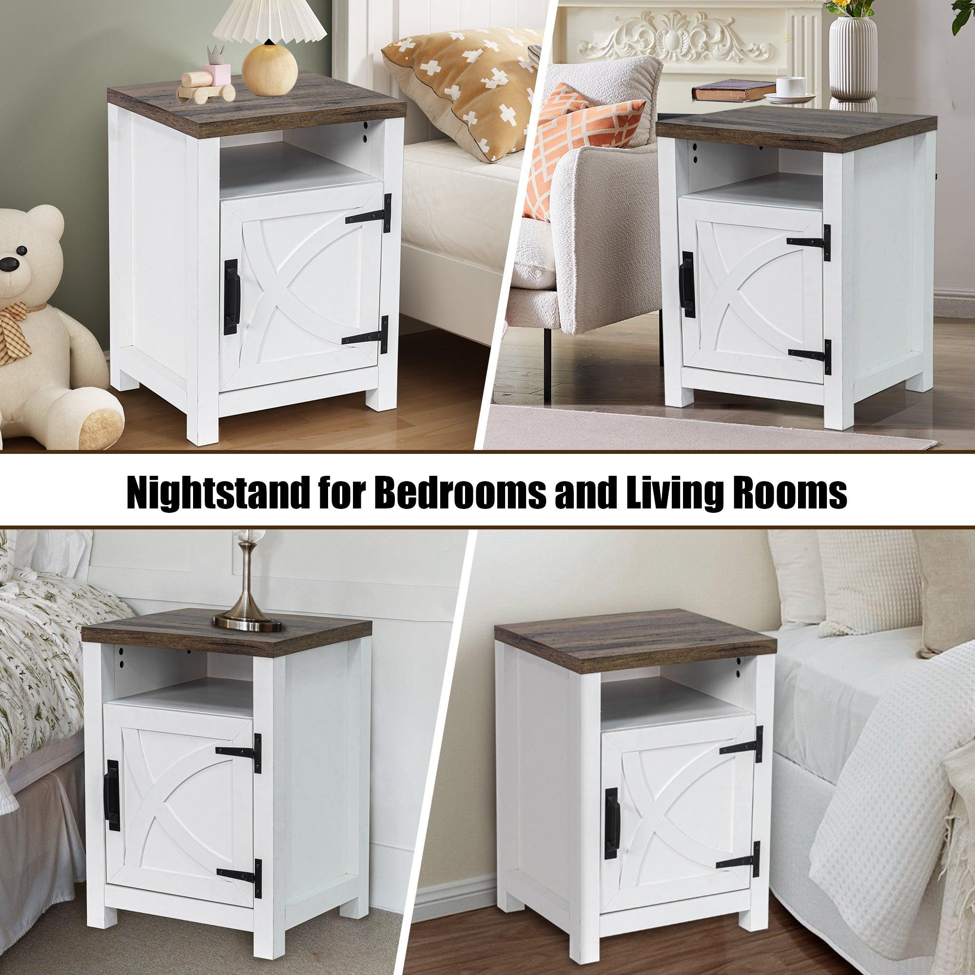 Solid Wood 18" Farmhouse Nightstand in Brown, Grey or White