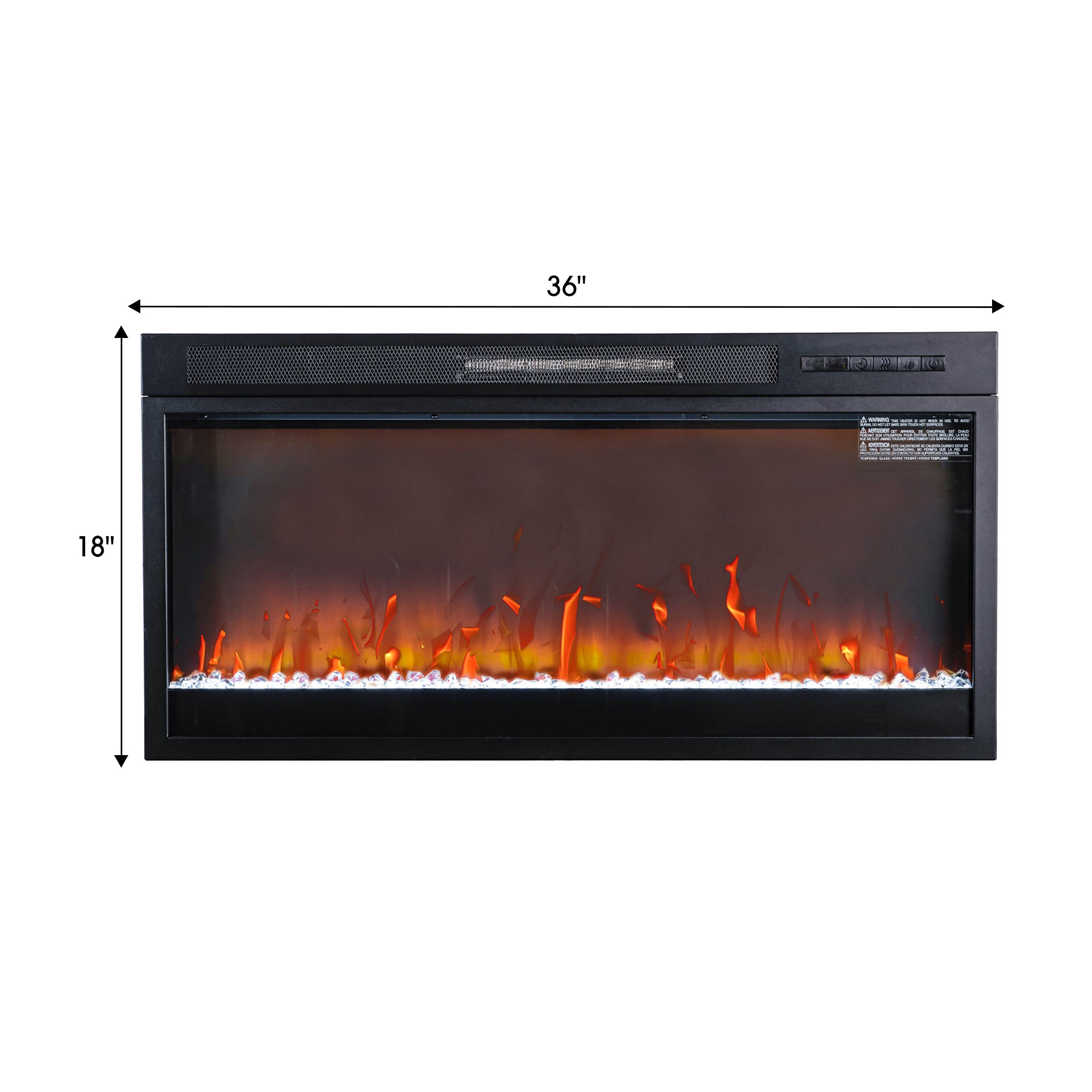 36" Modern Black Insert Electric Fireplace with Remote Control