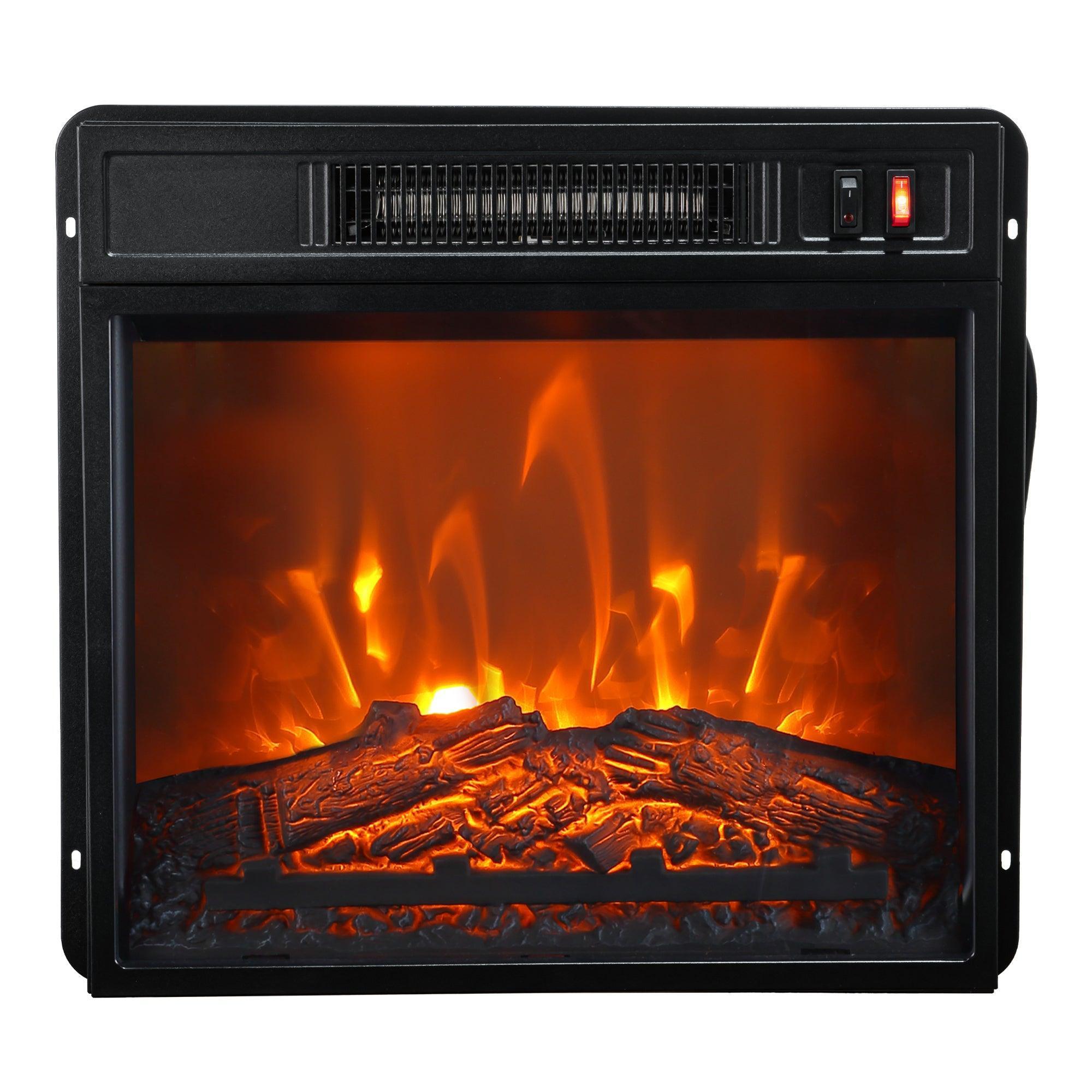 19" Modern Black Insert Electric Fireplace with Remote Control