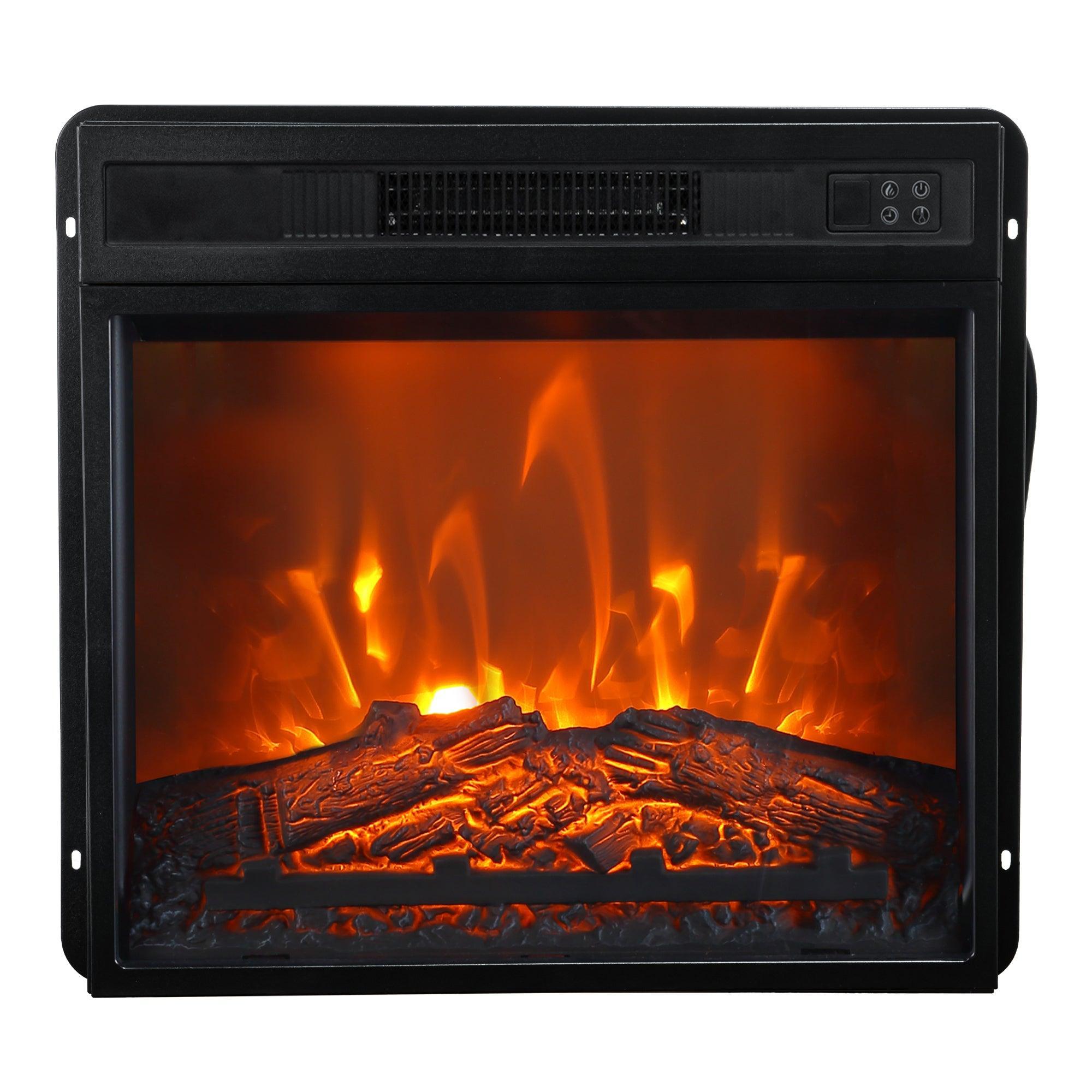 19" Modern Black Insert Electric Fireplace with Remote Control