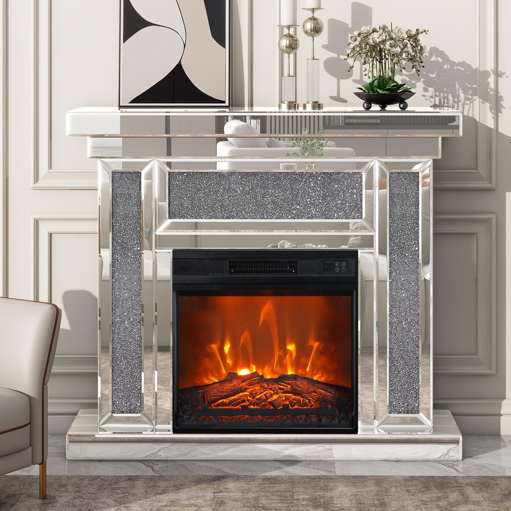 19" Modern Black Insert Electric Fireplace with Remote Control