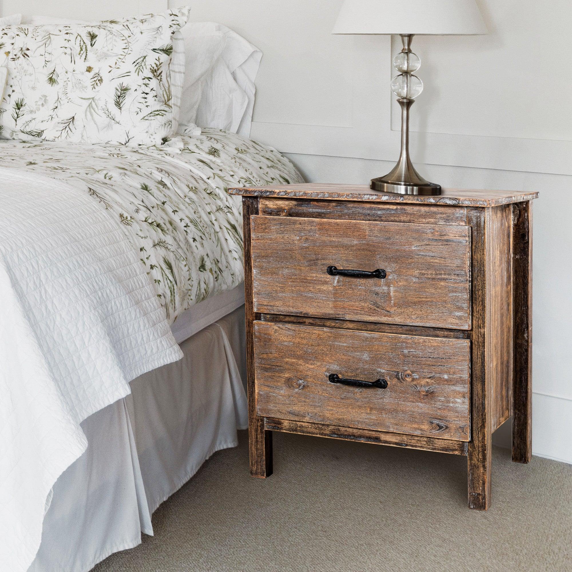 Farmhouse Solid Wood Nightstand for Bedroom