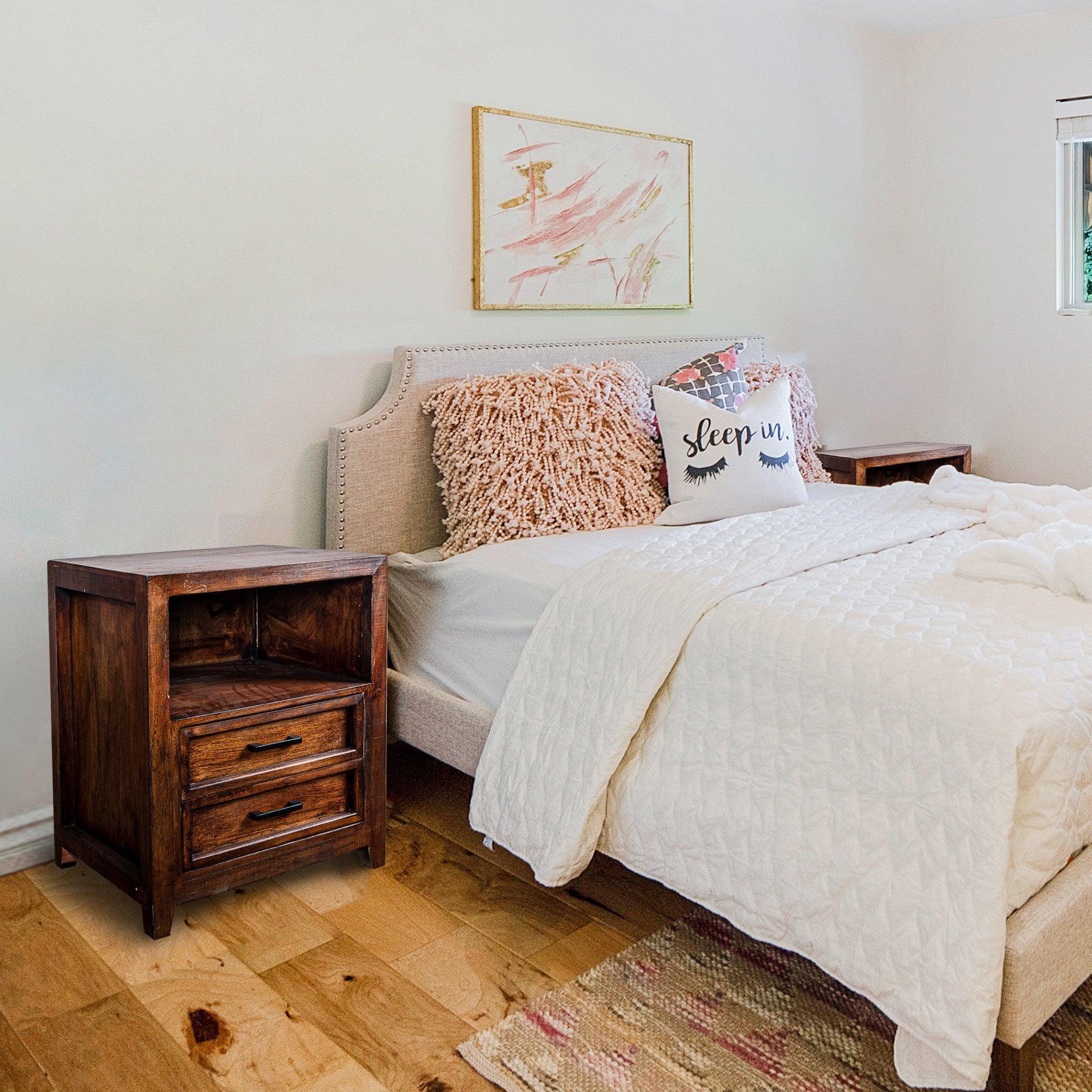 Brown 2-Drawer Nightstand, Modern Style, Fully Assembled