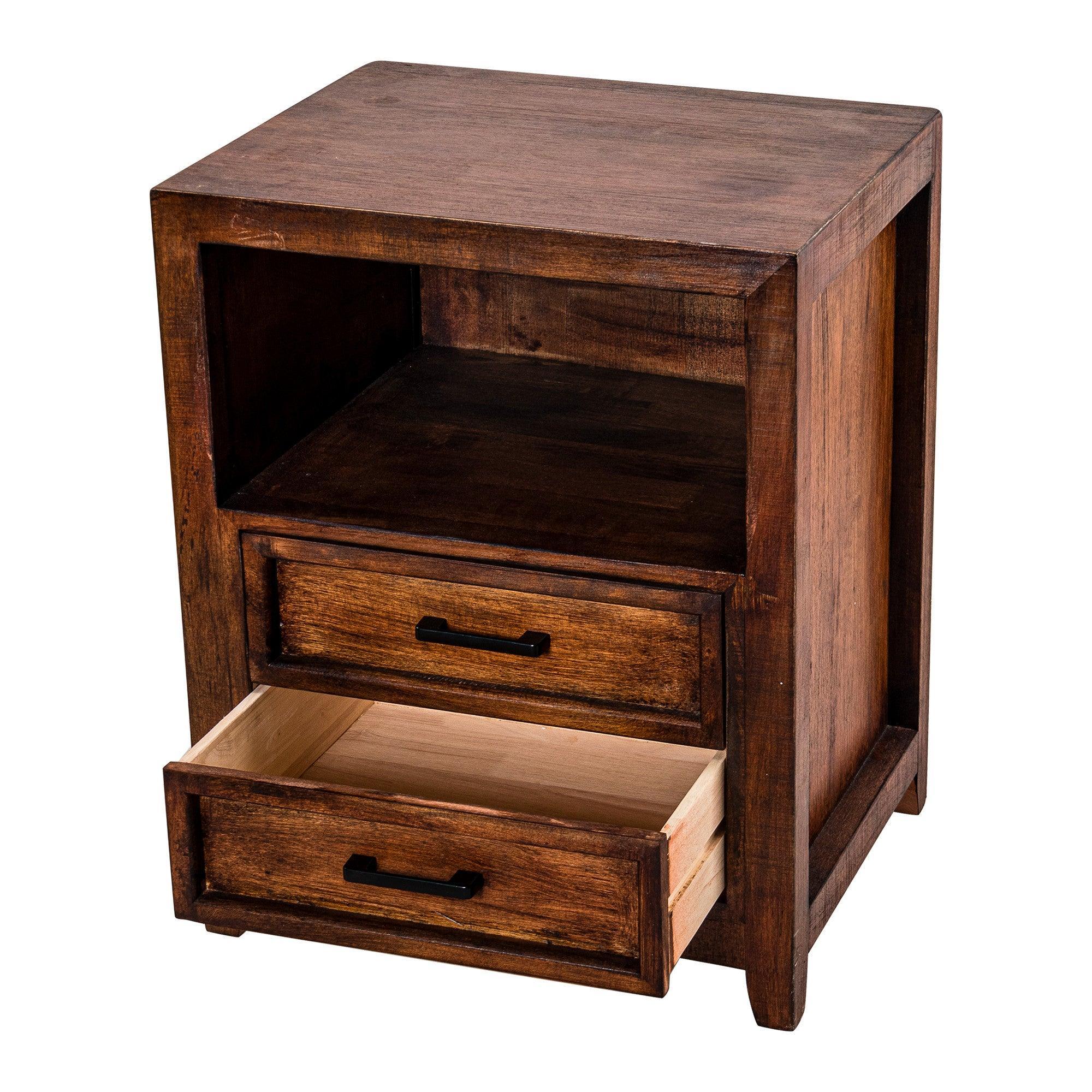 Brown 2-Drawer Nightstand, Modern Style, Fully Assembled
