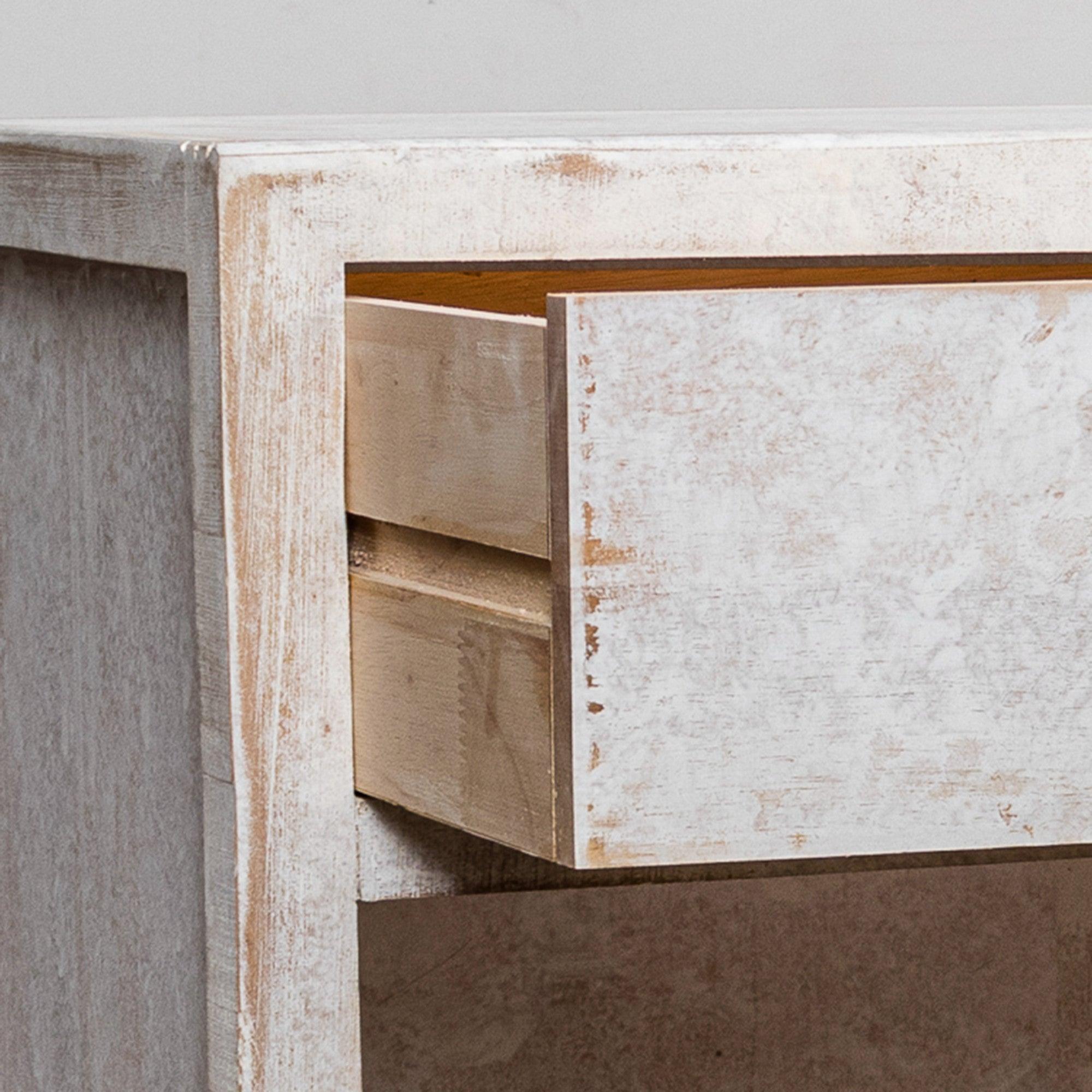 Classic Modern White Solid Wood Nightstand with Drawer