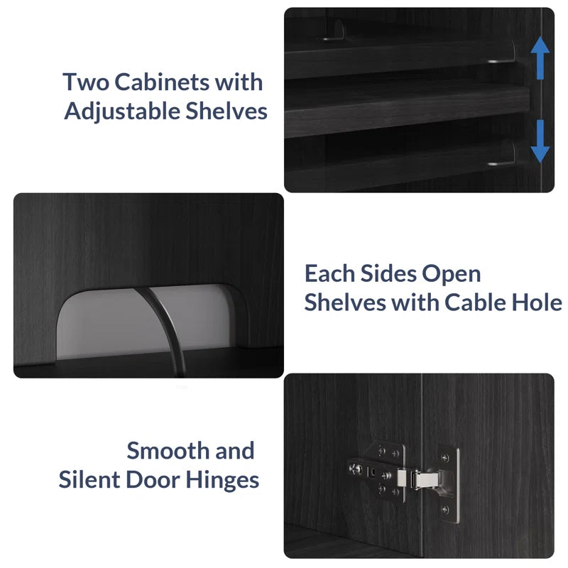 68" TV stand featuring a 23" electric fireplace,TV Stand for TVs up to 78"