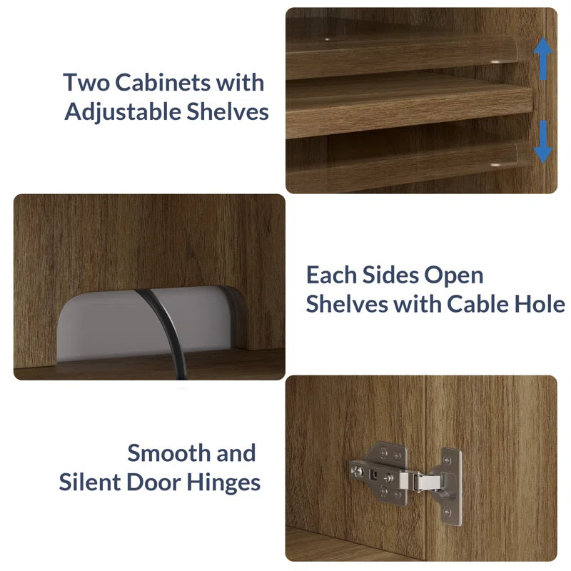 68" TV stand featuring a 23" electric fireplace,TV Stand for TVs up to 78"